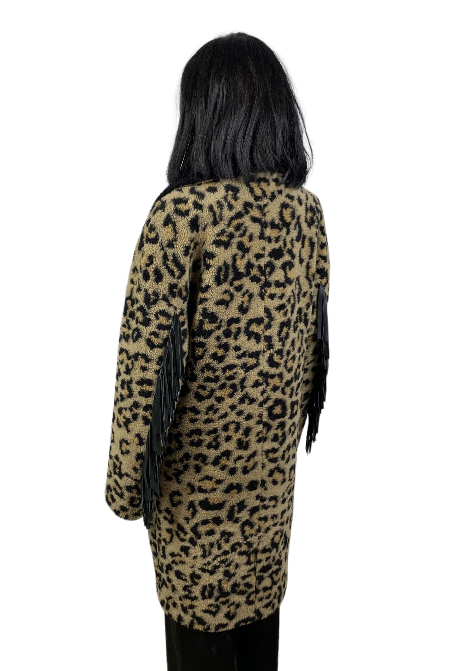 Designer Delcorso Luxury Leopard Printed Coat Leather Fringed size 42 Size M / US 6-8 / IT 42-44 - 8 Thumbnail