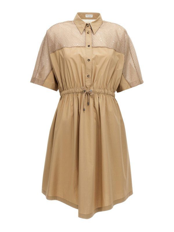 image of Brunello Cucinelli O1W1Db10524 Dress In Light Beige, Women's (Size Large)