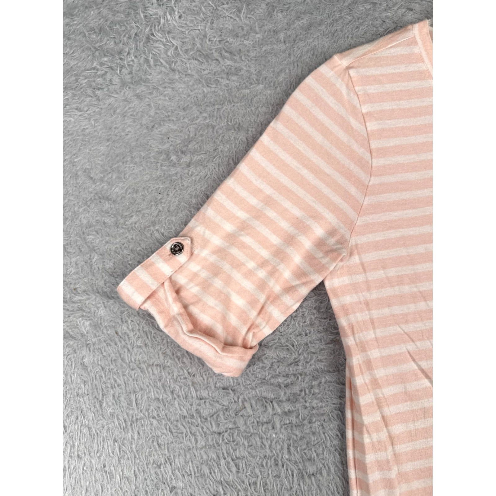 Ralph Lauren LAUREN RALPH LAUREN Shirt Women Small Pink White Stripe Crew Pocket High-Low Hem Size S / US 4 / IT 40 - 3 Thumbnail