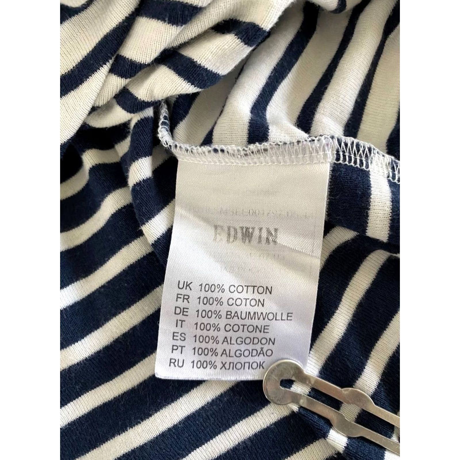 Edwin Edwin Shirt Mens M Blue & White Size Striped Cotton Crew Neck Short Sleeve Size US M / EU 48-50 / 2 - 5 Thumbnail