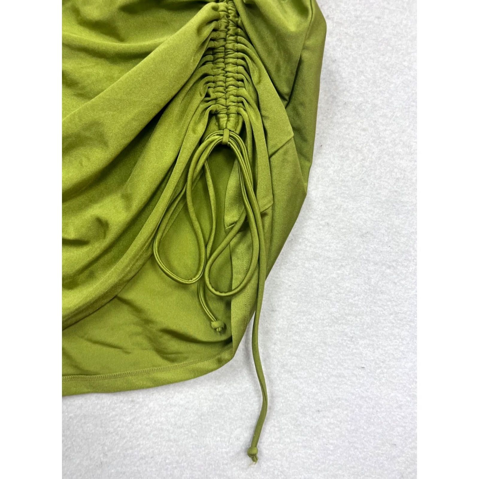 Olive White Fox Swim Cover Ruched Olive Green S/M Womens Size ONE SIZE - 5 Thumbnail