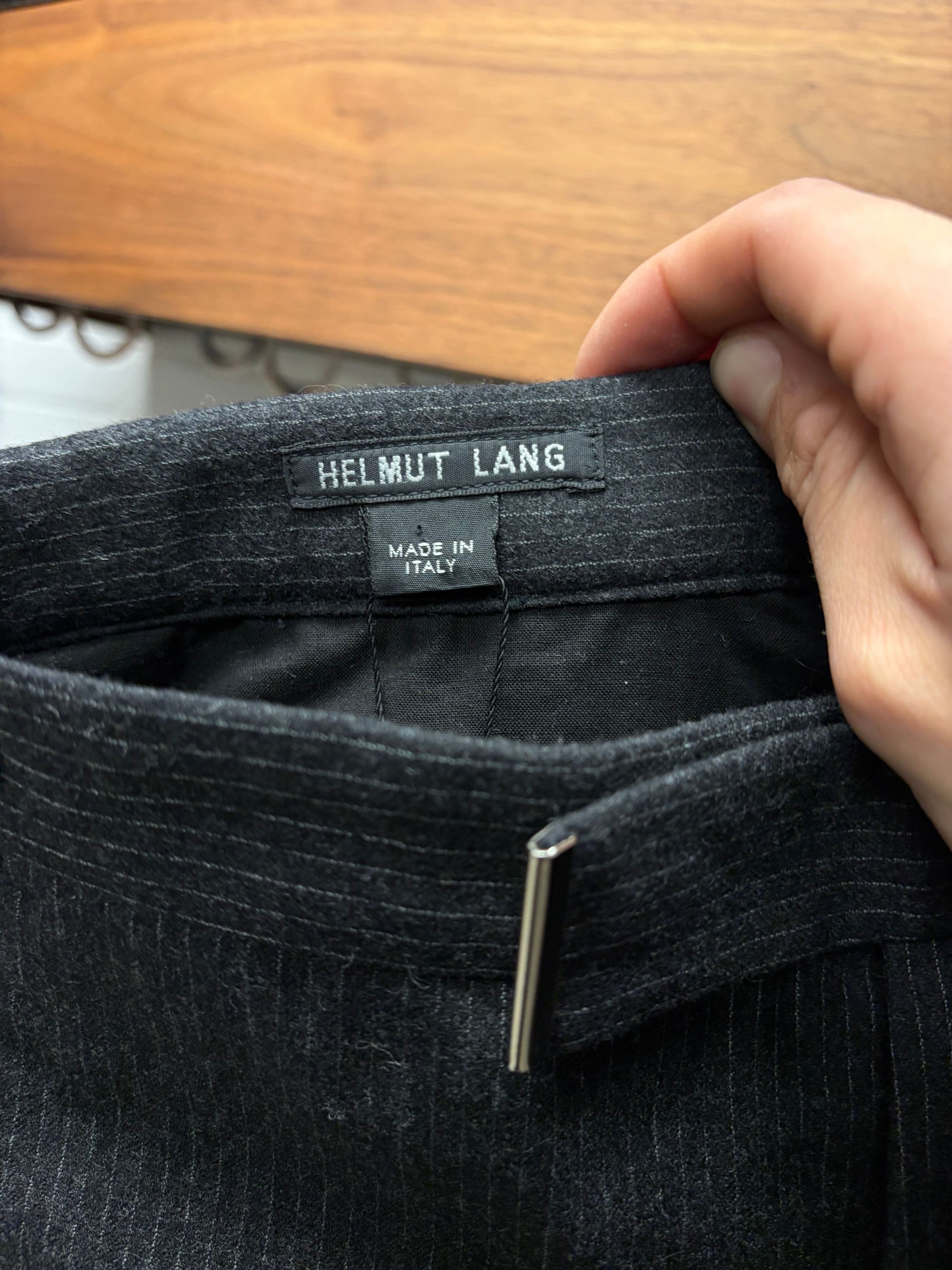 Helmut Lang Vintage Helmut Lang Grey Wool Pinstripe Pleated Trousers Size US 30 / EU 46 - 3 Thumbnail
