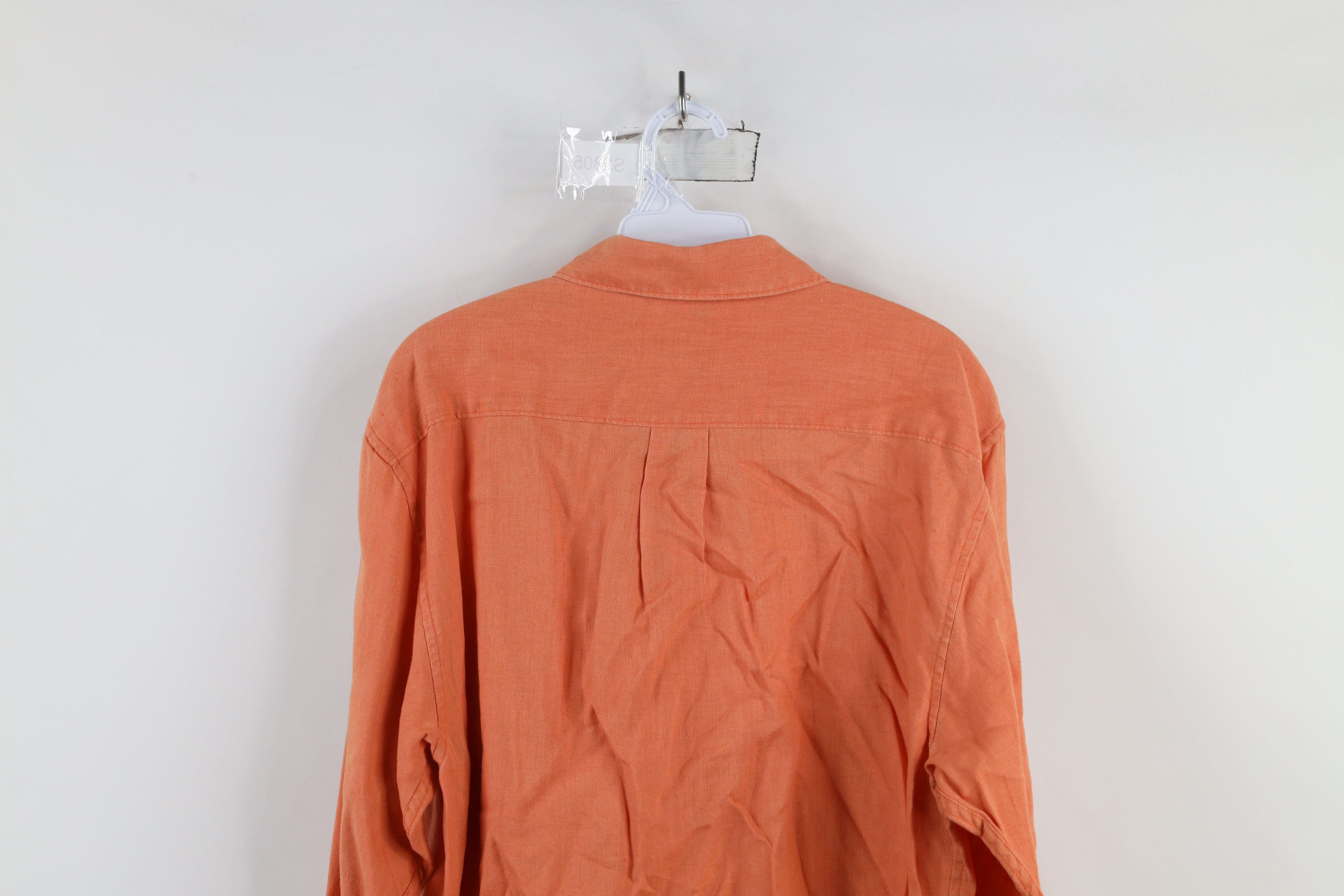 Gap × Vintage Vintage 90s Gap Faded Linen Collared Button Shirt Orange Size US M / EU 48-50 / 2 - 9 Thumbnail
