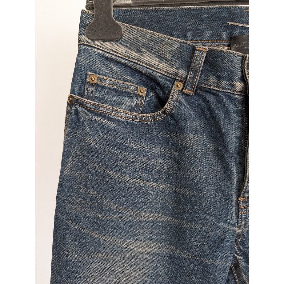 Saint Laurent Paris o1rshd1 Skinny 5 Pockets Low Pants in Winter Sky Blue Size US 29 - 6 Thumbnail