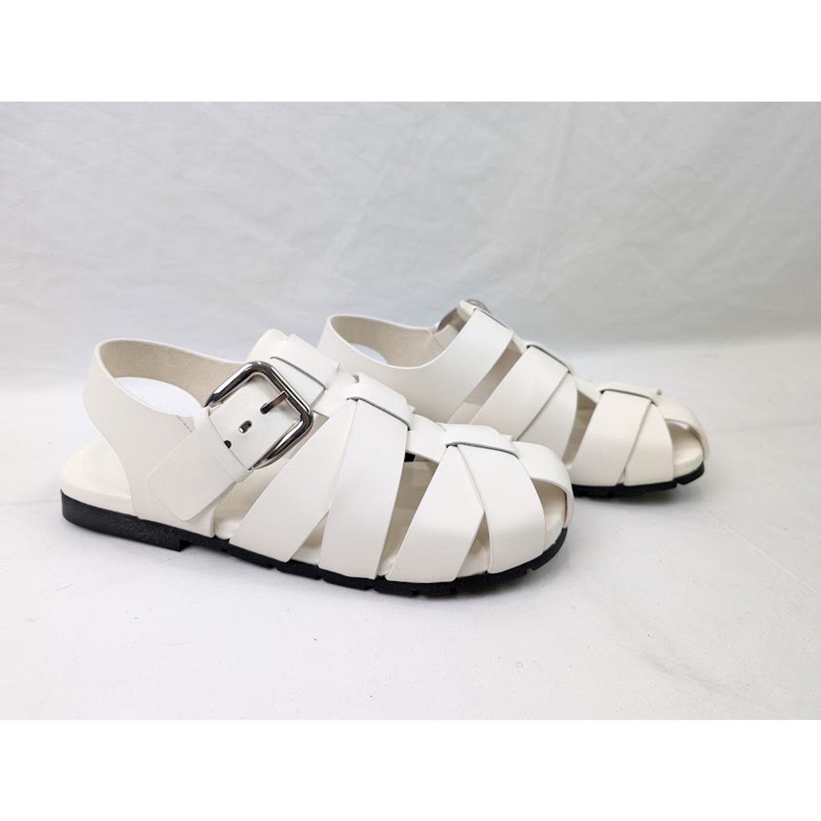Bottega Veneta o1rshd1 Q: 2 / Calfskin Rubber Sole City Sandal in White Size US 11 / EU 44 - 13 Thumbnail