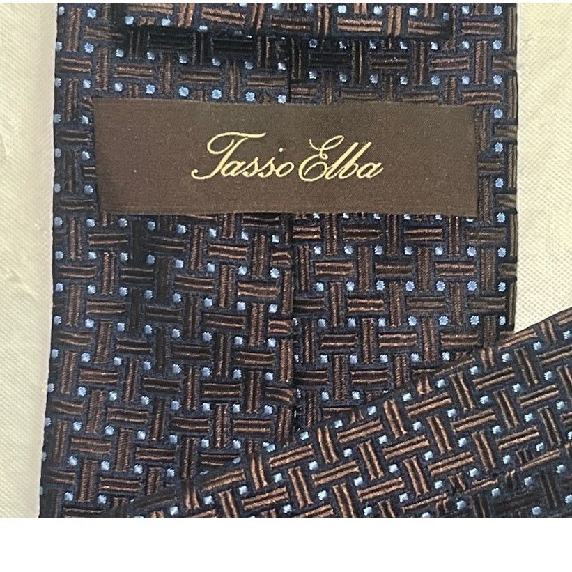 Tasso Elba Tasso Elba Men's Tie All silk Neck-Tie - Brown & Blue - Size ONE SIZE - 6 Thumbnail