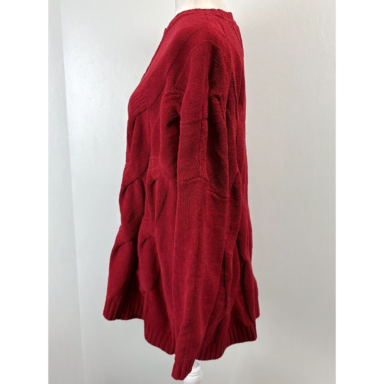 J. Jill J. Jill Chenille Sweater Women 2X Plus Red Cable Knit Crewneck Soft Stretch Size XXL / US 16-18 / IT 52-54 - 2 Thumbnail