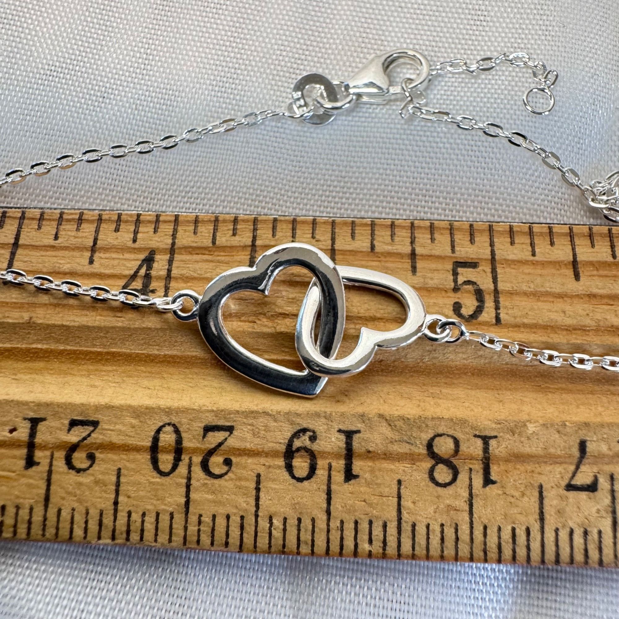 Other VTG Sterling Silver 925 Double Interlocking Heart Link Brace Size ONE SIZE - 6 Thumbnail