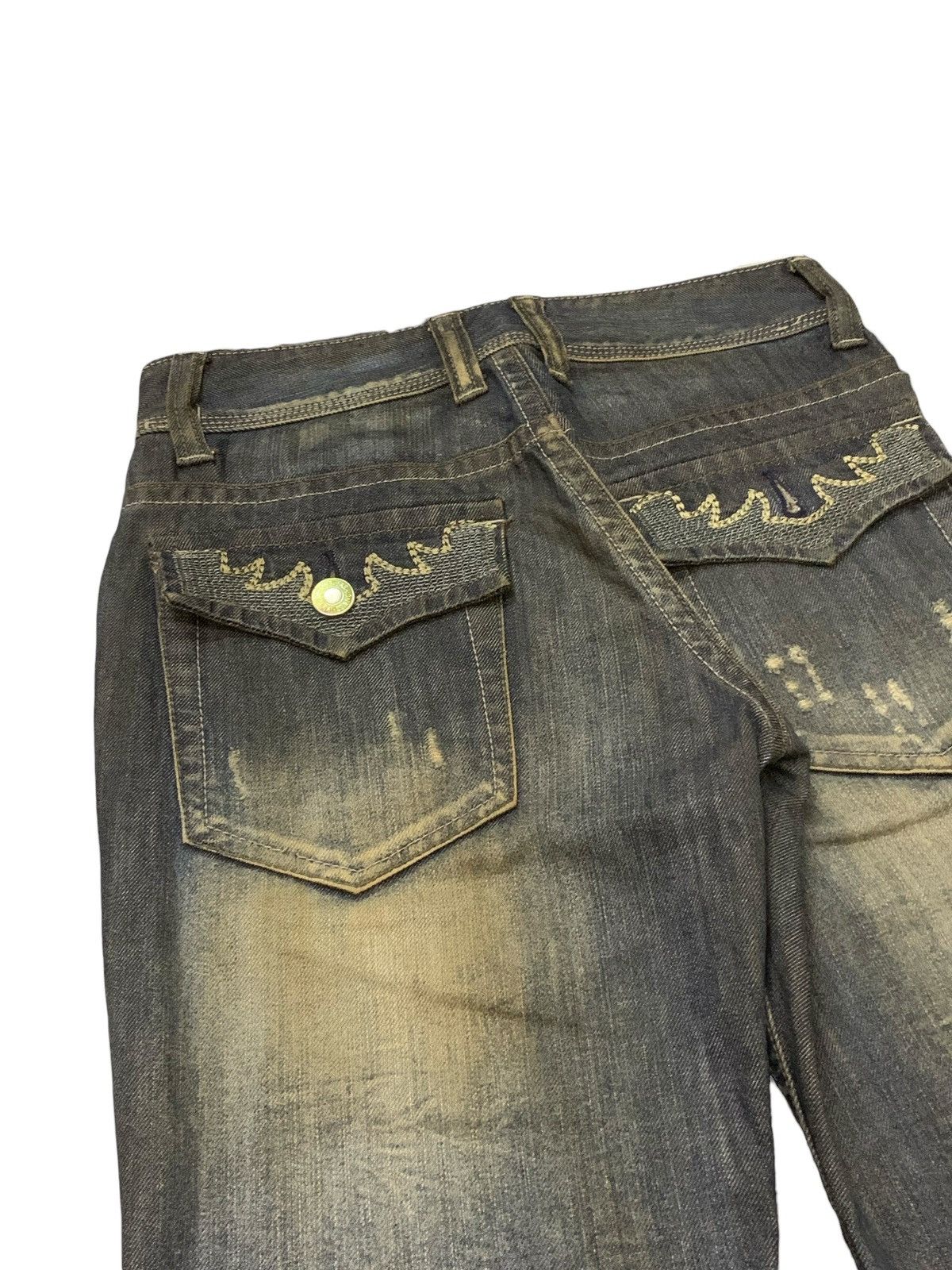 GOSTAR DE FUGA × Tornado Mart Icca Japan Mud Wash Embroidered Claw Flared Man Jeans Size US 29 - 11 Thumbnail