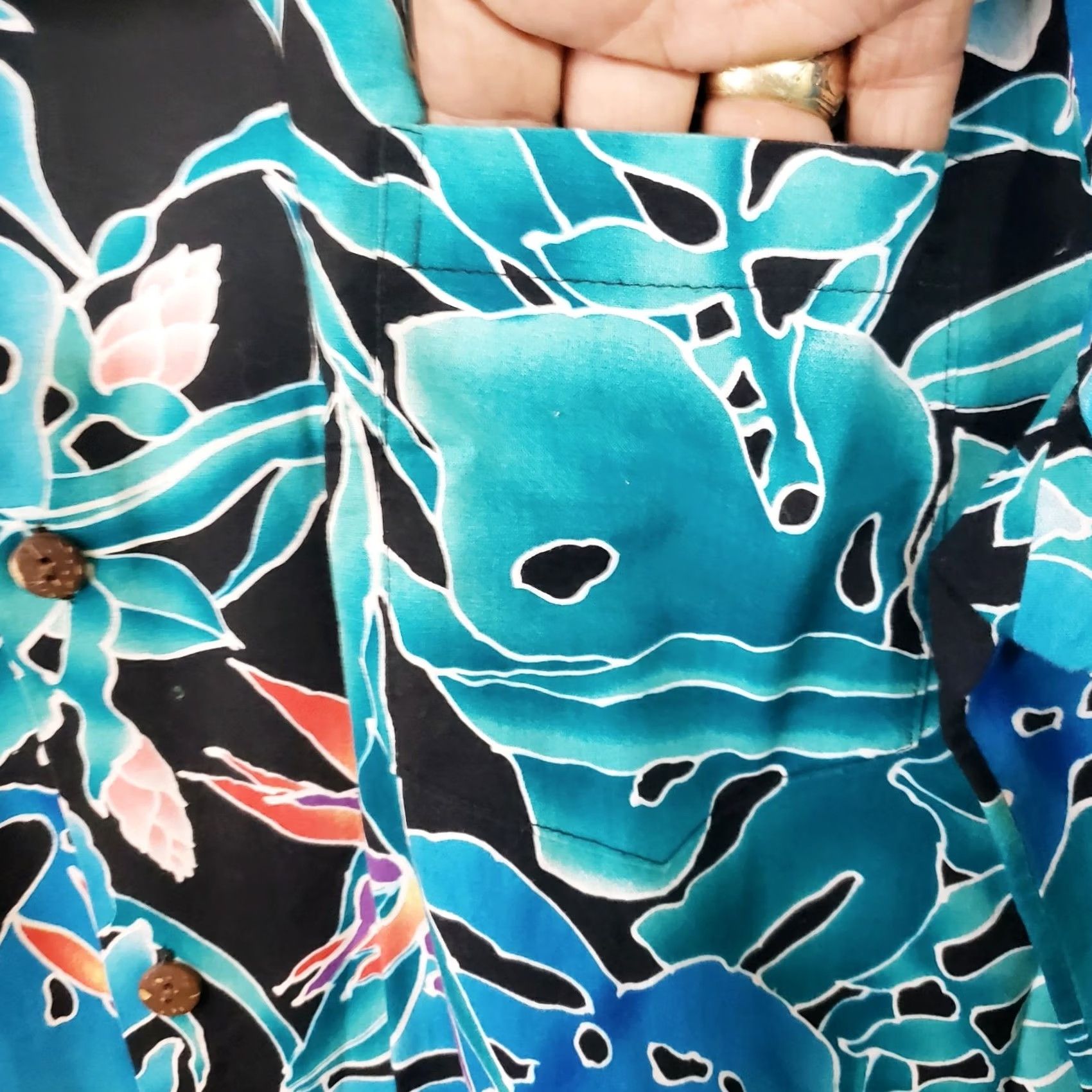 Hilo Hattie VINTAGE Hilo Hattie Shirt Mens XXL Blue Black Hawaiian Original Floral Cotton Pocket Size US XXL / EU 58 / 5 - 5 Thumbnail
