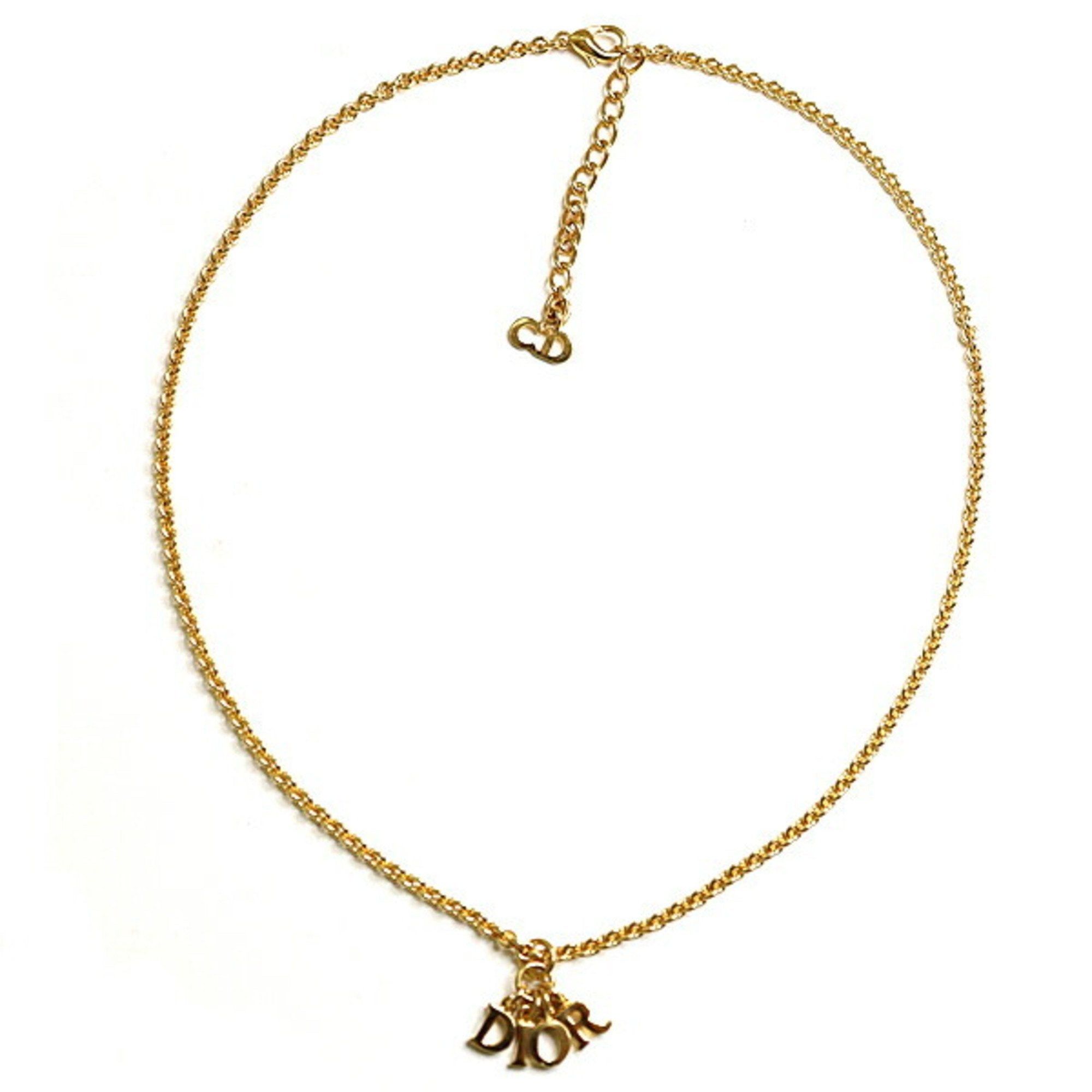 image of Christian Dior Cd Necklace Pendant Signature Charm Gold Metal, Women's