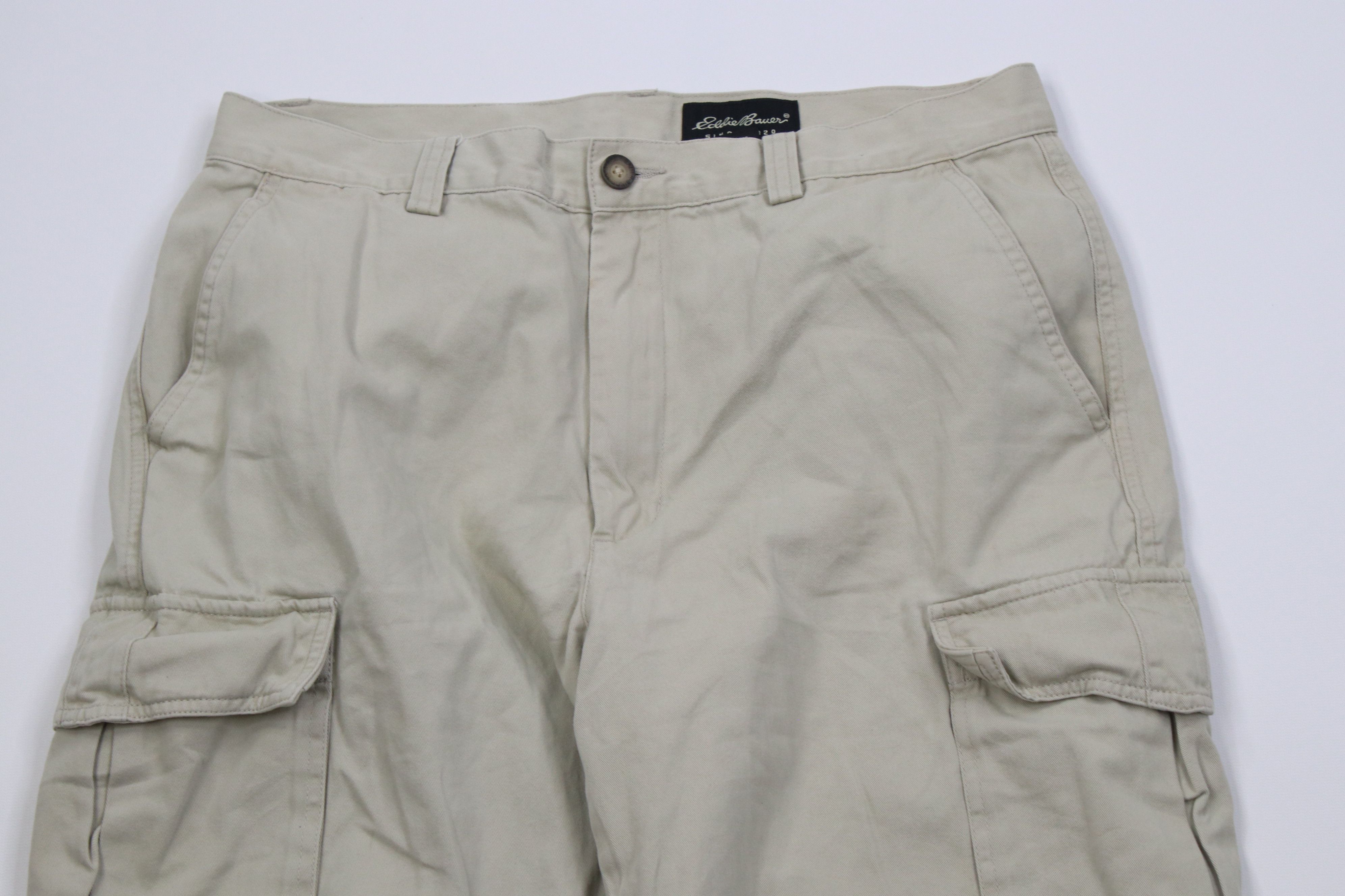 Eddie Bauer Vintage 90s Eddie Bauer Baggy Wide Leg Cargo Pants Stone Size US 34 / EU 50 - 2 Thumbnail