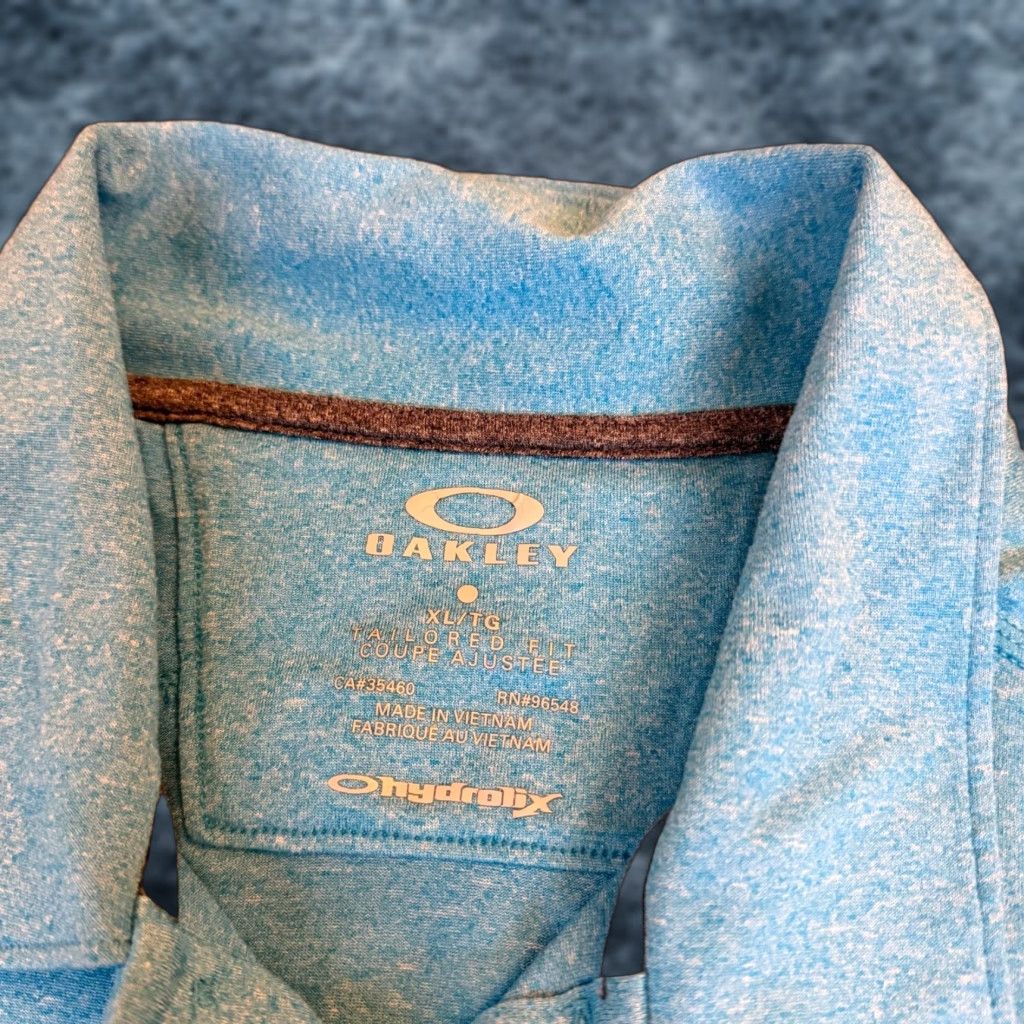 Oakley Oakley Polo Shirt Mens XL Blue Heathered Tailored Short Sleeve Golf Activewear Breathable Moisture Wicking Logo Size US XL / EU 56 / 4 - 1 Thumbnail