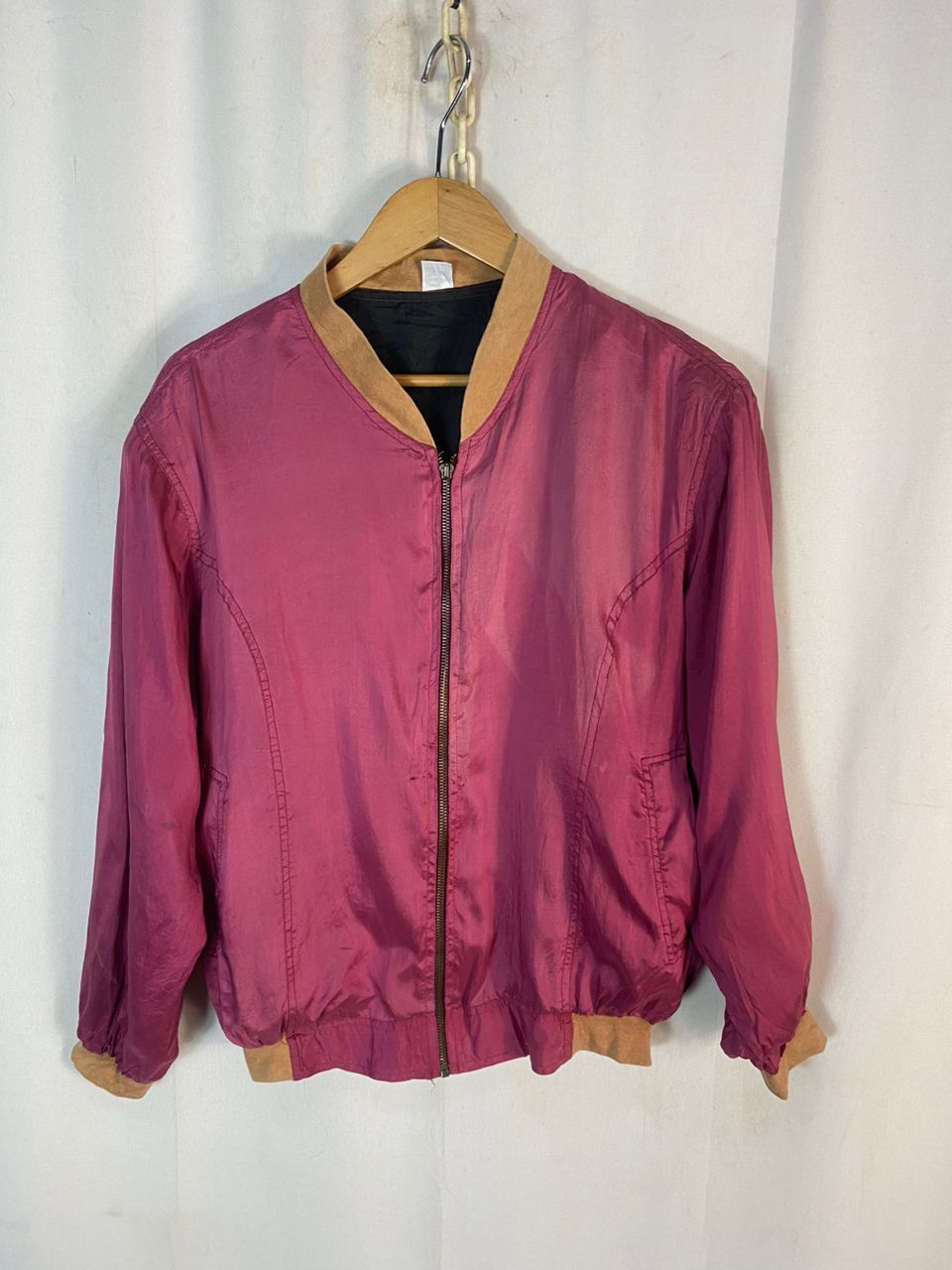 Other × Vintage Unisex🔥Unbrand silk zipper jacket Size L / US 10 / IT 46 - 1 Thumbnail