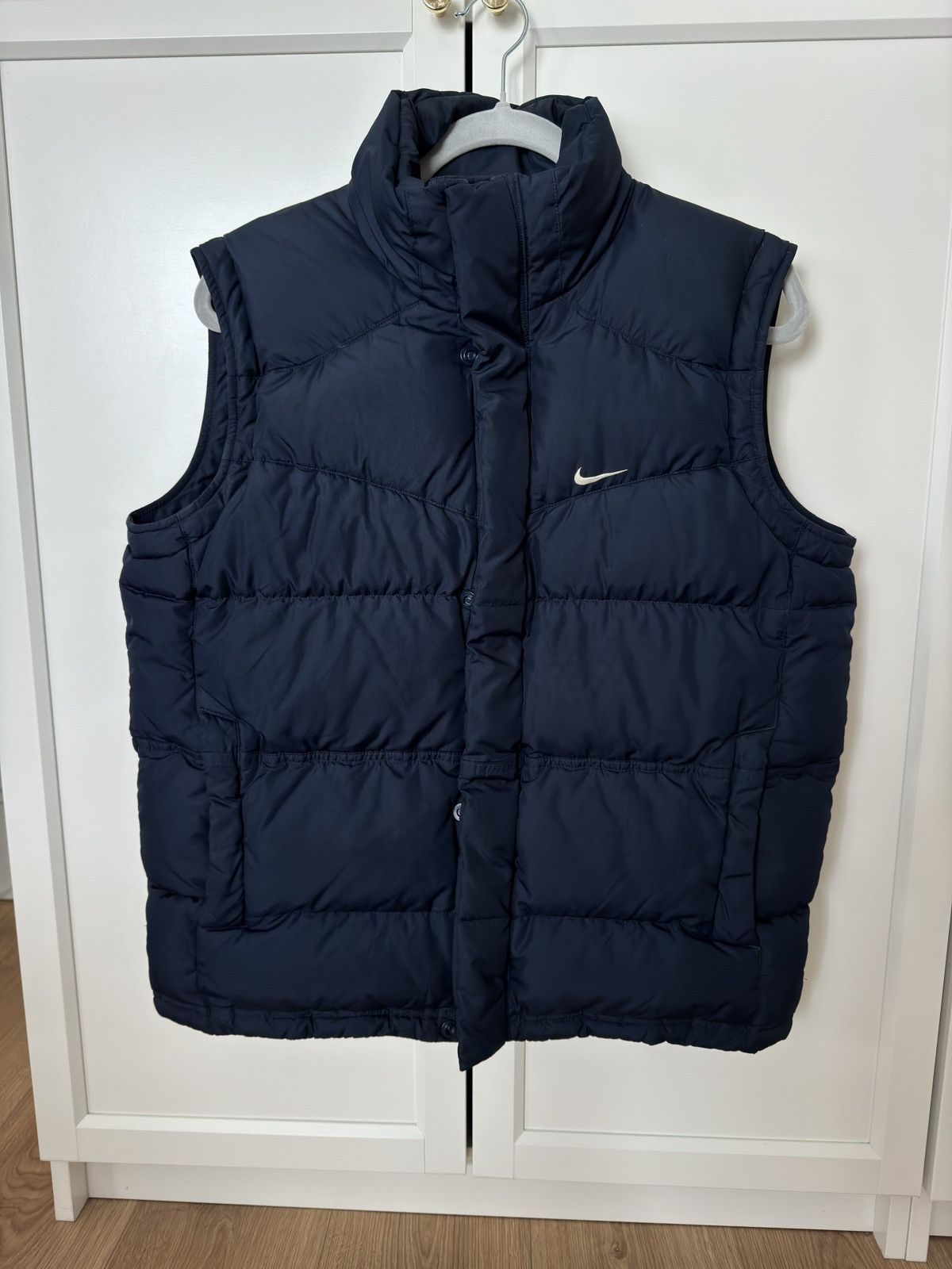 Image of Nike Vintage Down Vest Navy Small Logo 90S, Men's