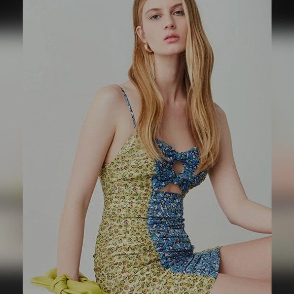 Other Ipekyol Flower Print Strappy Mini Dress Yellow Blue - Size 6 Size S / US 4 / IT 40 - 11 Thumbnail