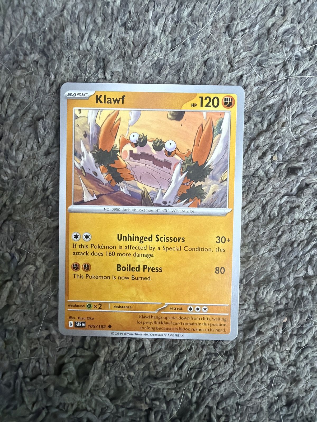 Pokemon 2023 Pokémon Klawf Basic Card Size ONE SIZE - 1 Thumbnail