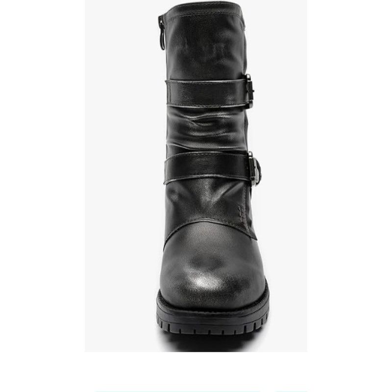 The Unbranded Brand Mid Calf Motorcycle Boots Military boots SIZE 9 DistrBlack Size US 9 / IT 39 - 2 Thumbnail