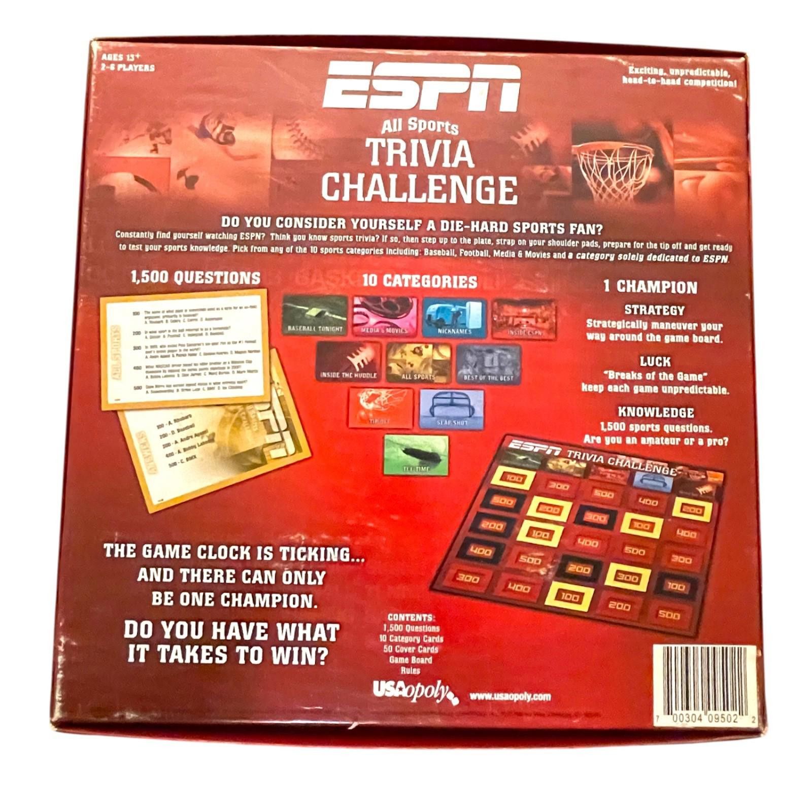 Other ESPN All Sports Trivia Challenge Game Complete 2-6 Players Size ONE SIZE - 2 Thumbnail