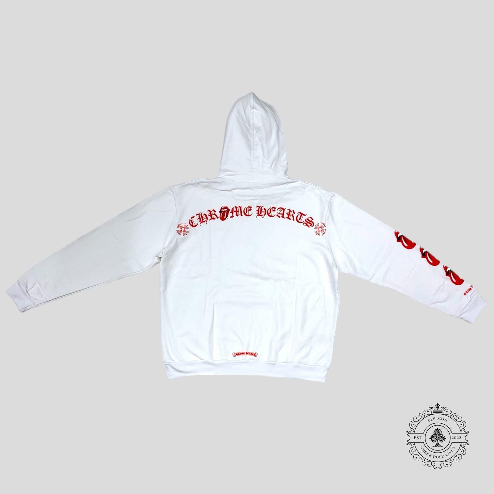 Chrome Hearts Chrome Hearts Rolling Stones Scroll Logo Hoodie in White Size US L / EU 52-54 / 3 - 2 Thumbnail