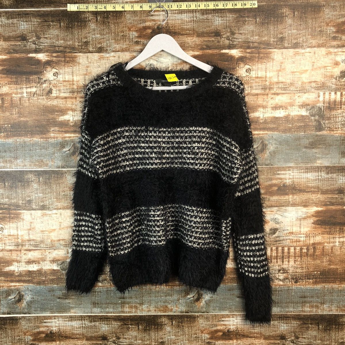 Japanese Brand DL Forever 21 Stripe Black Knitwear #C397 Size S / US 4 / IT 40 - 1 Thumbnail