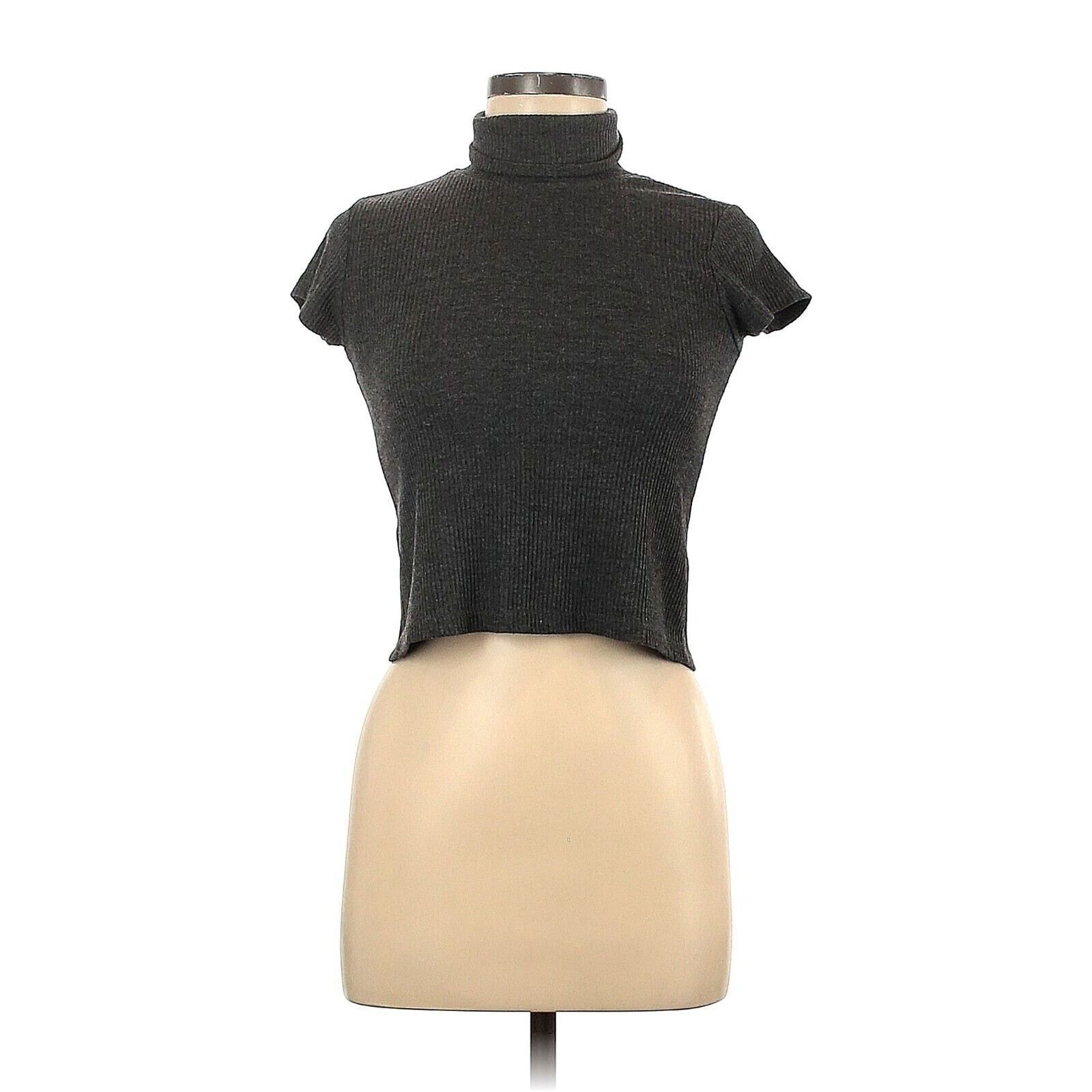 Other John Galt Black Fitted Ribbed Cropped Turtleneck Sweater OS Size ONE SIZE - 9 Thumbnail
