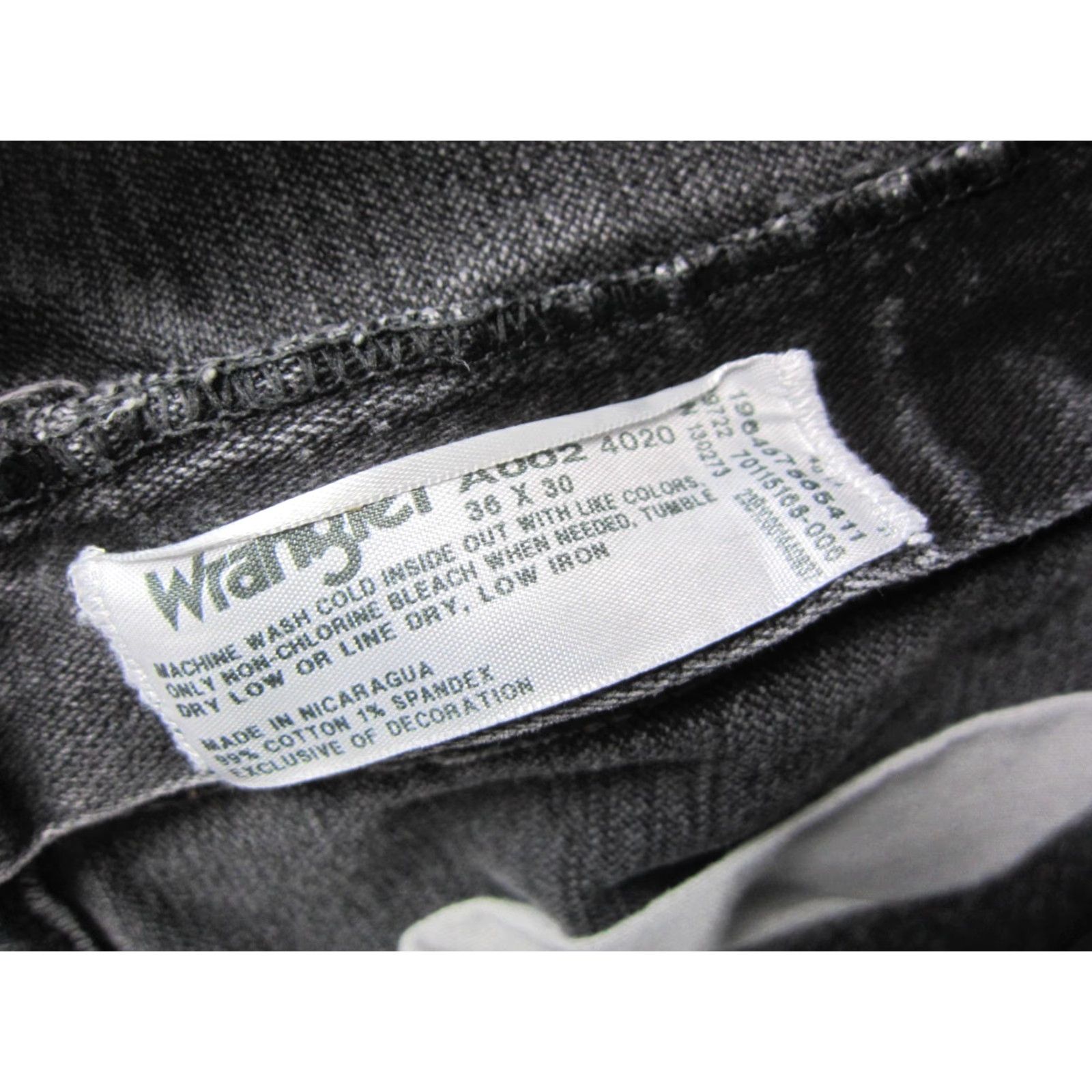 Wrangler Wrangler Jeans Slim Straight Denim 36x30 Black 5-Pocket stretch Cowboy Mens Regular Gear & Logo Zipper Denim Wash Dark Vintage: No Size US 36 / EU 52 - 5 Thumbnail