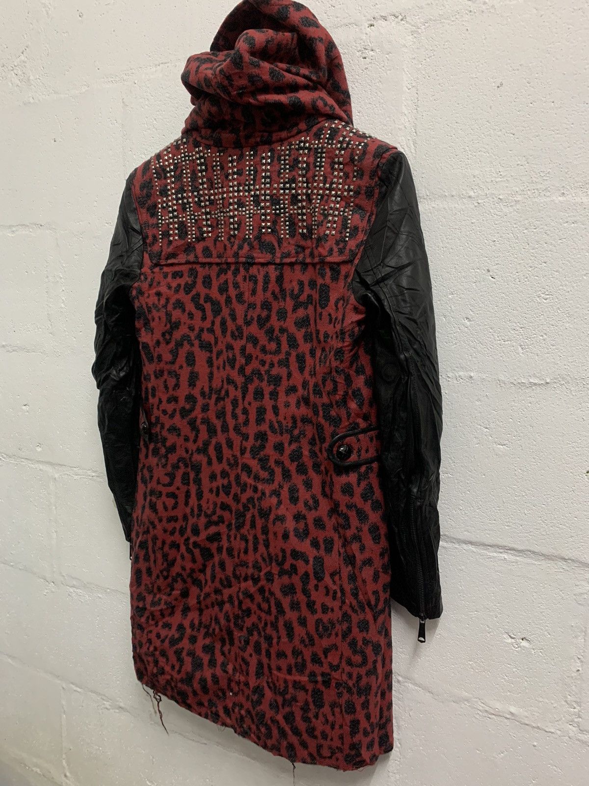 Diesel Diesel Coat Wool Blend Cheetah Contrast Leather Sleeve Size XS / US 0-2 / IT 36-38 - 3 Thumbnail