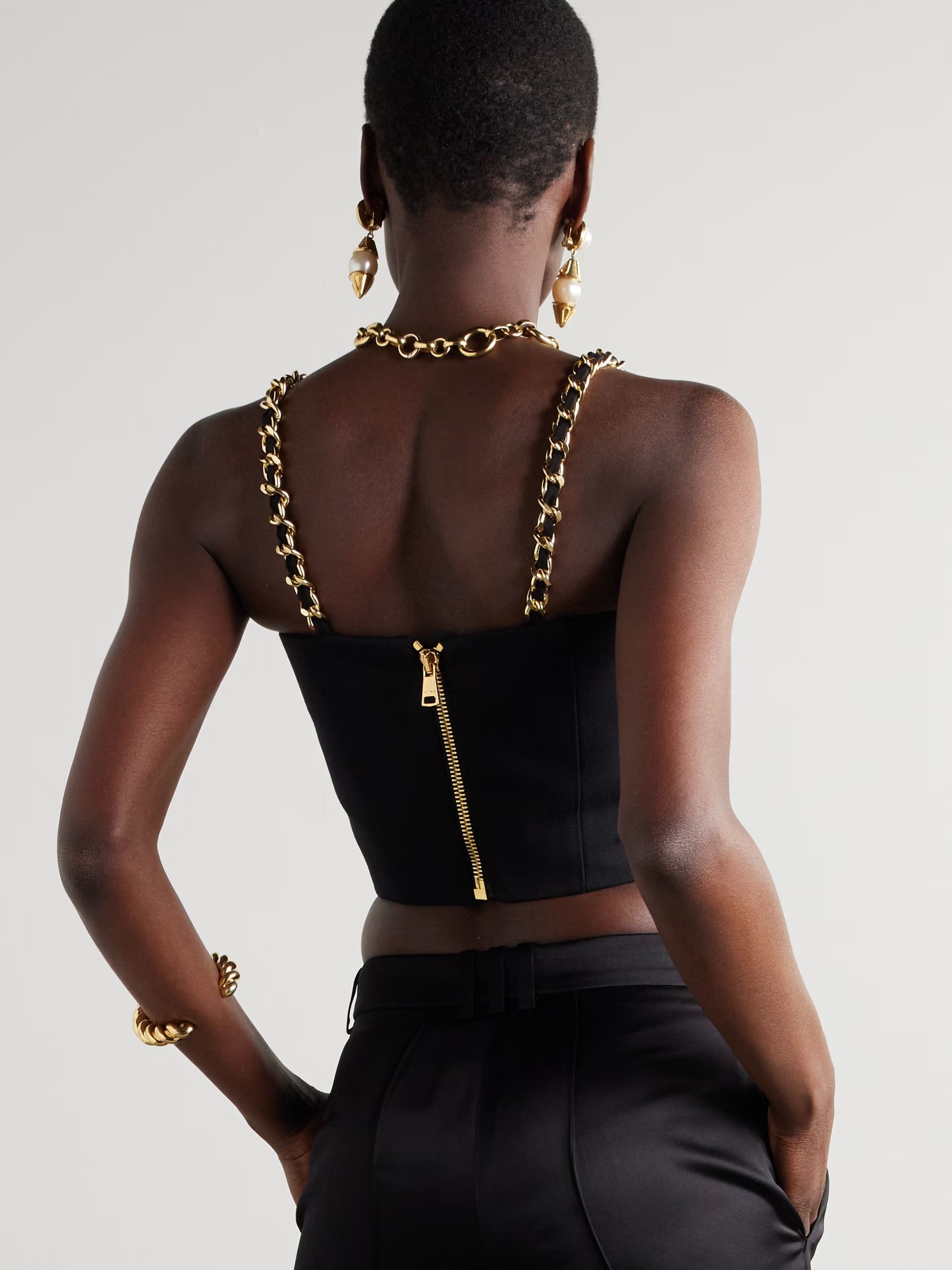 Balmain o1s1wg110526 Embellished Wool Bustier Top in Black Size S / US 4 / IT 40 - 3 Thumbnail