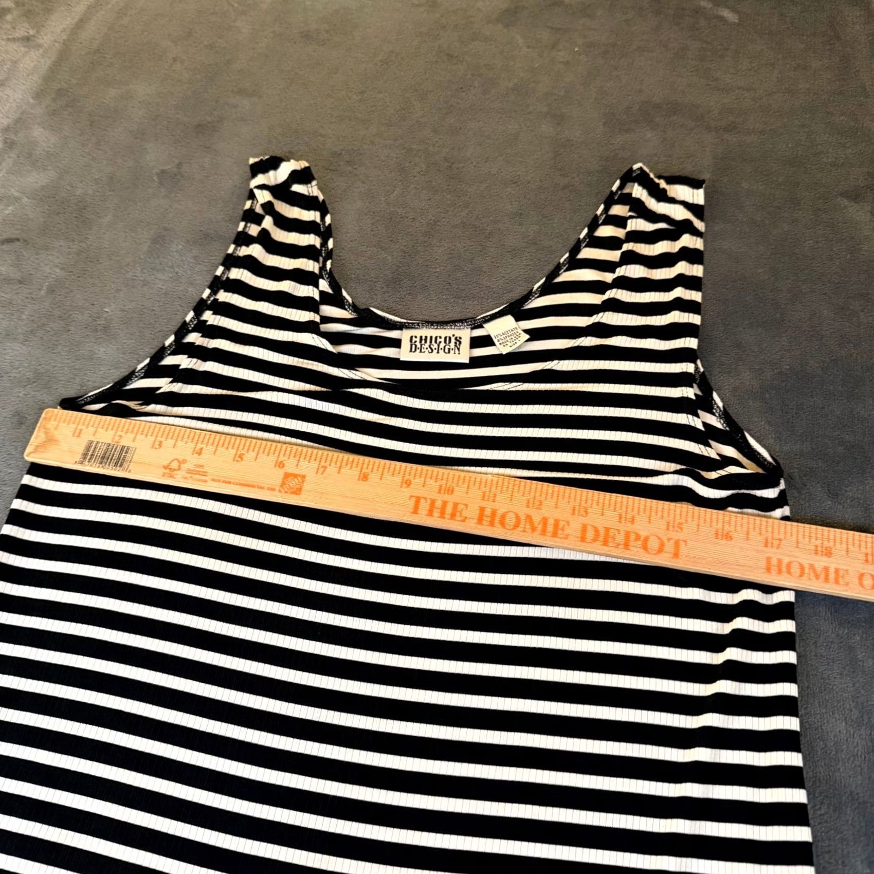 Vintage Chico's Design Striped Ribbed Dress Sleeveless Black White Stretch Womens Size 1 Size XS / US 0-2 / IT 36-38 - 5 Thumbnail