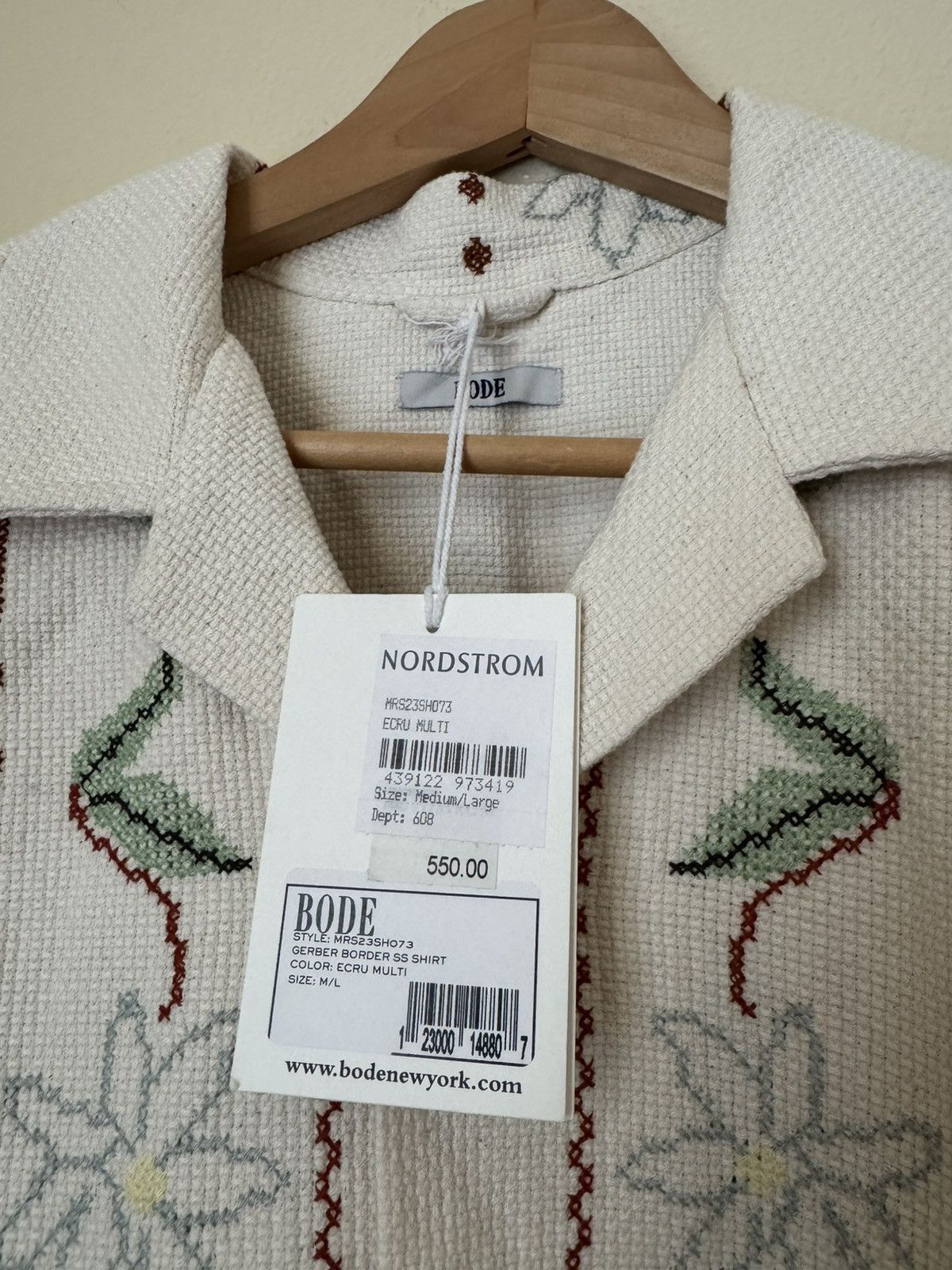 Bode Bode New Gerber Border Button Up Shirt Ecru Multi M/L Size US M / EU 48-50 / 2 - 3 Thumbnail