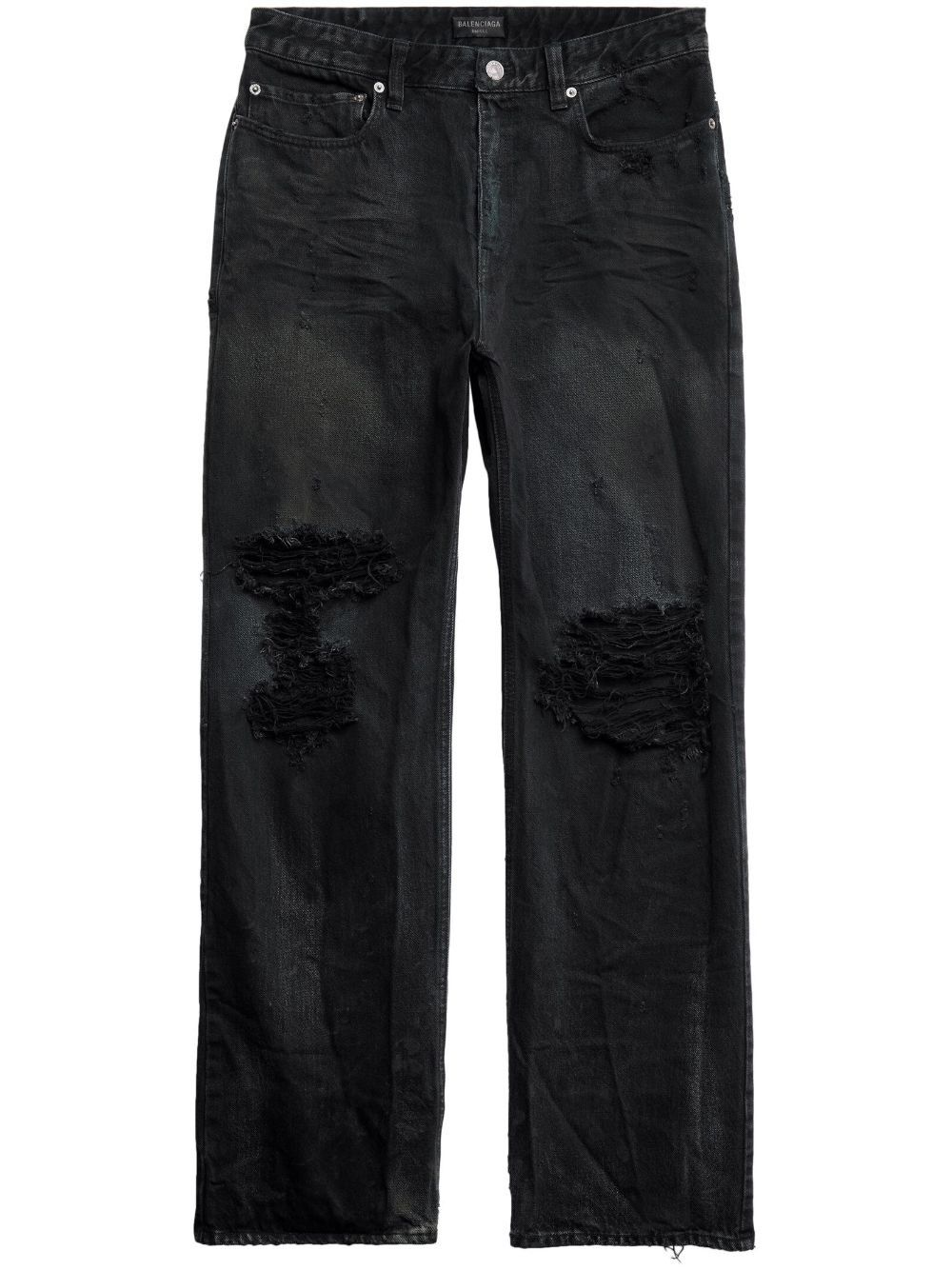 Balenciaga o1s1rm0925 Medium Fit Ripped Pants in Black Size US 34 / EU 50 - 1 Thumbnail