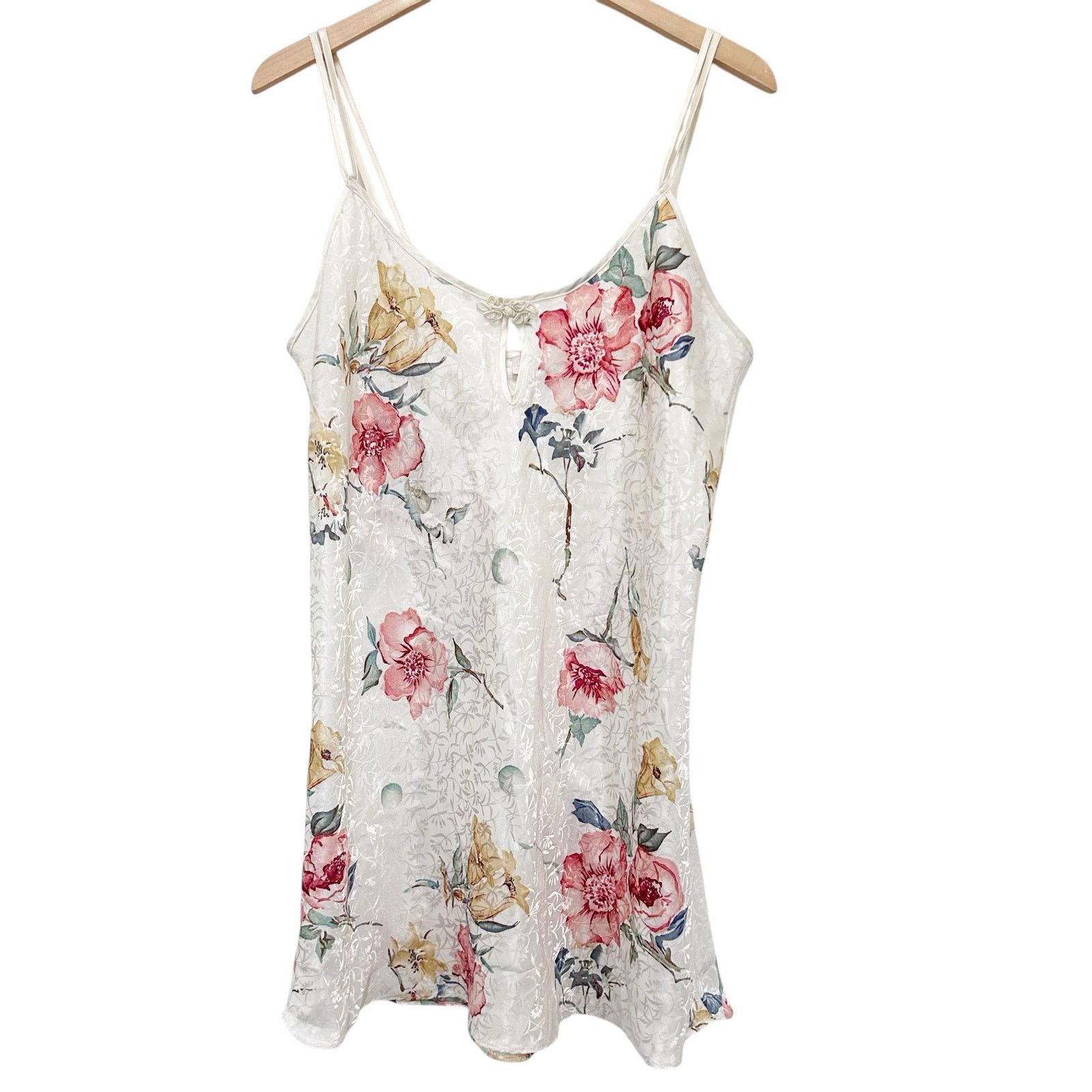 Vintage Vintage Inner Most White Floral Slip Dress Sz L Size L / US 10 / IT 46 - 1 Thumbnail