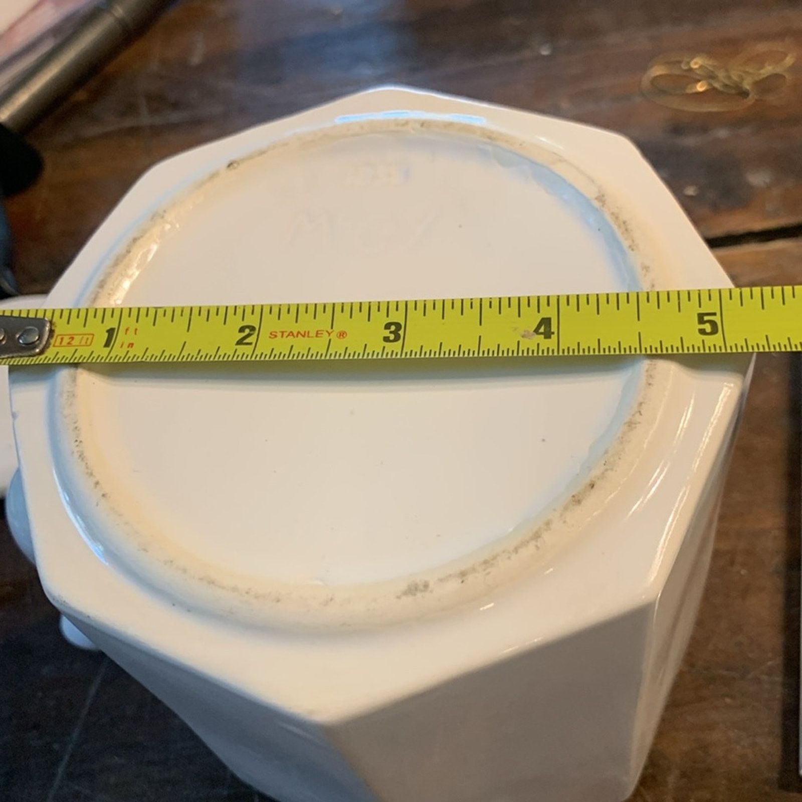 Vintage McCoy vintage white ceramic teapot bamboo wrapped handle Size ONE SIZE - 12 Thumbnail