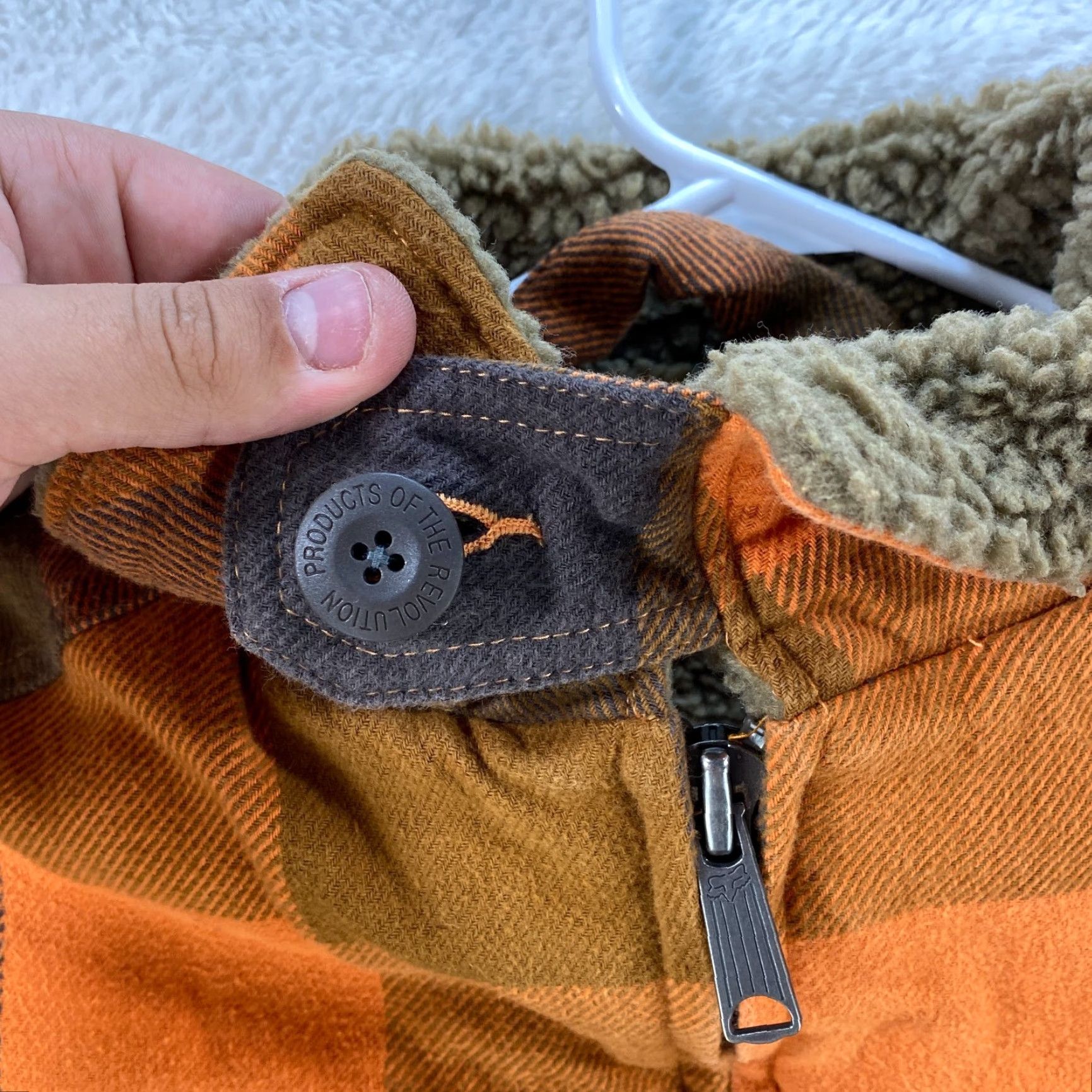 Fox Racing VINTAGE Fox Racing Plaid Lined Zip Up Jacket Sherpa Orange Gray Mens Size S Coat/Coat Jacket Size US S / EU 44-46 / 1 - 7 Thumbnail
