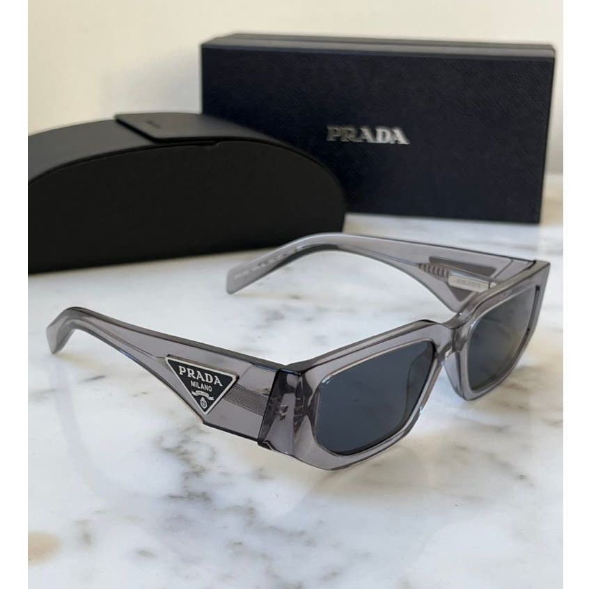 image of New Prada Pr09Zs Grey Transparent Logo Sunglasses, Men's