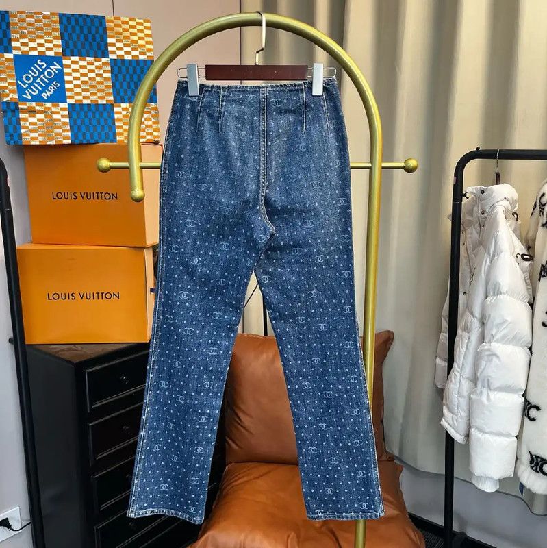 Chanel Chanel Blue Denim Pants for Women 0089 Size 23" - 1 Thumbnail