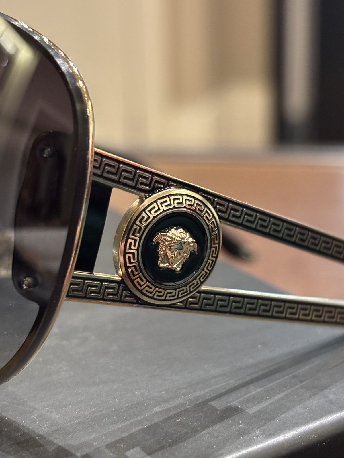 Versace Versace Gold Motif Sunglasses Size ONE SIZE - 4 Thumbnail