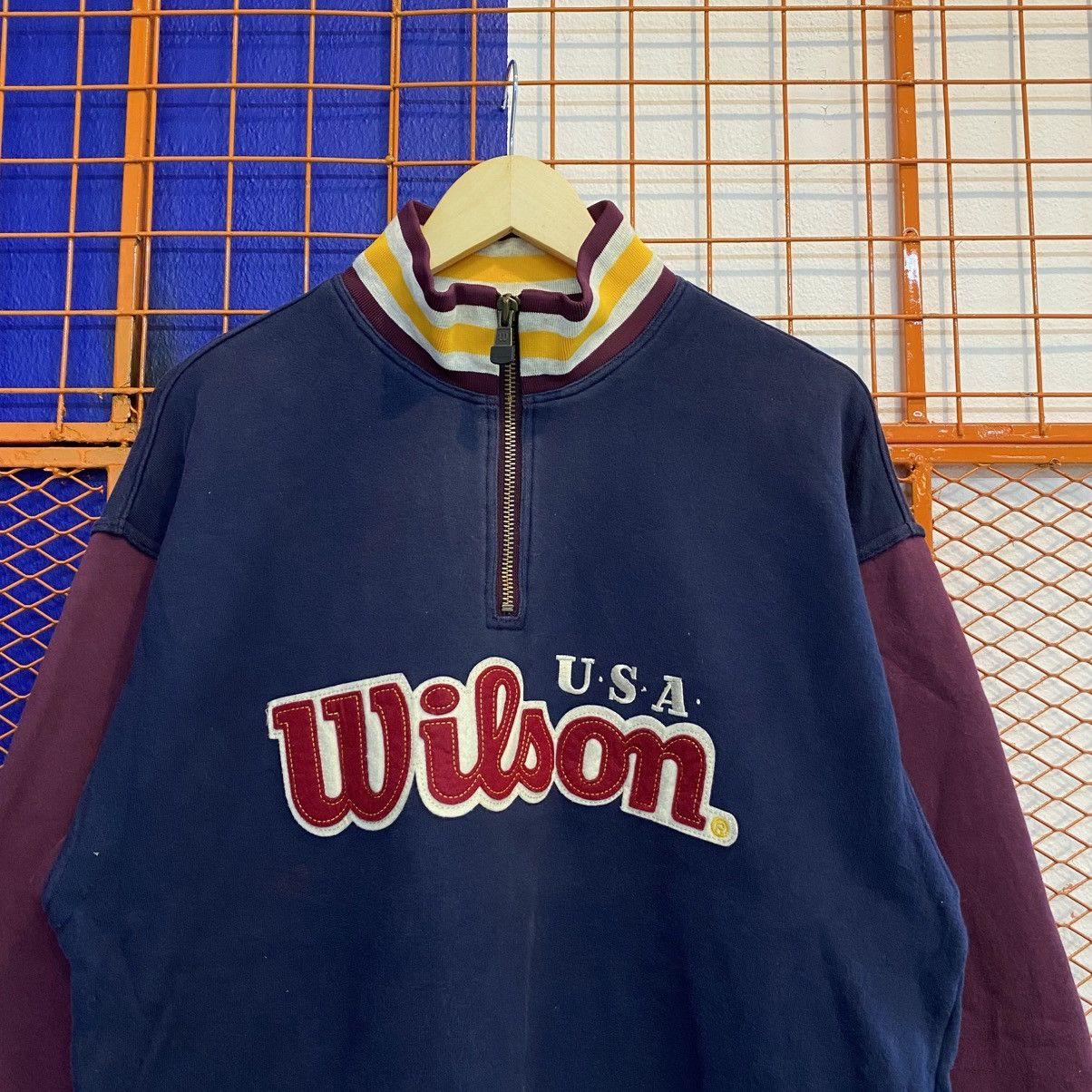 Vintage × Wilson Vintage Wilson Half Zipper Sweatshirt Jumper Embroidery Size US XL / EU 56 / 4 - 2 Thumbnail