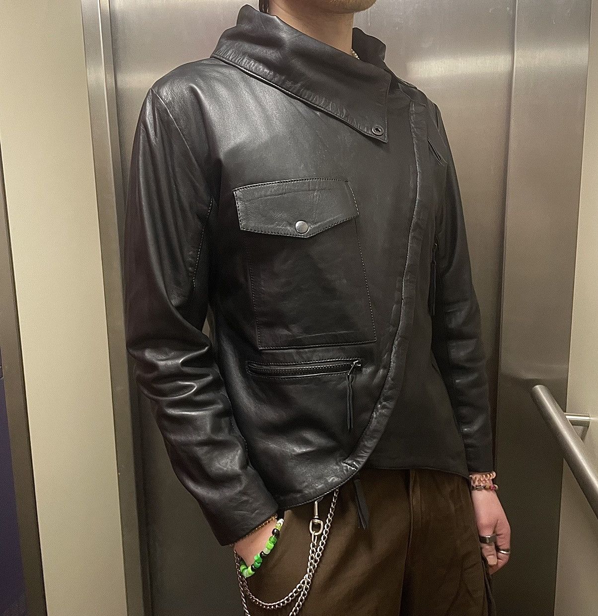 Vintage Avantgarde/Rick Owens Inspired asymmetrical Leatherjacket Size US M / EU 48-50 / 2 - 1 Thumbnail