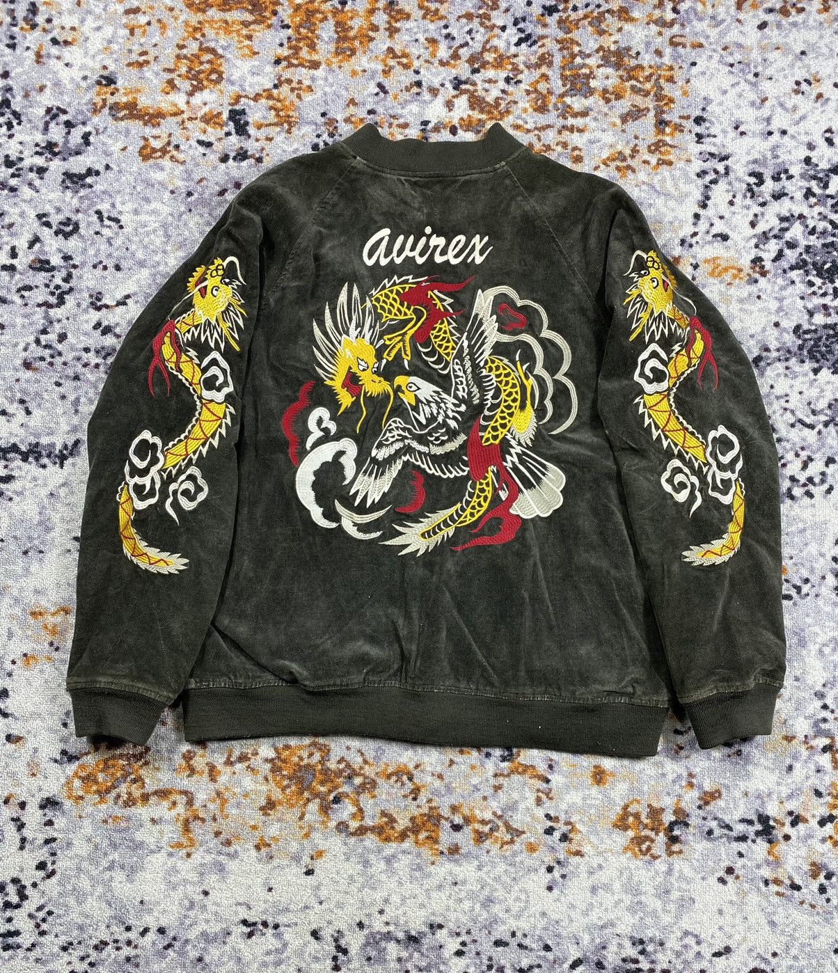SUPER RARE VTG AVIREX SUKAJAN SOUVENIR BOMBER JACKET VELVET