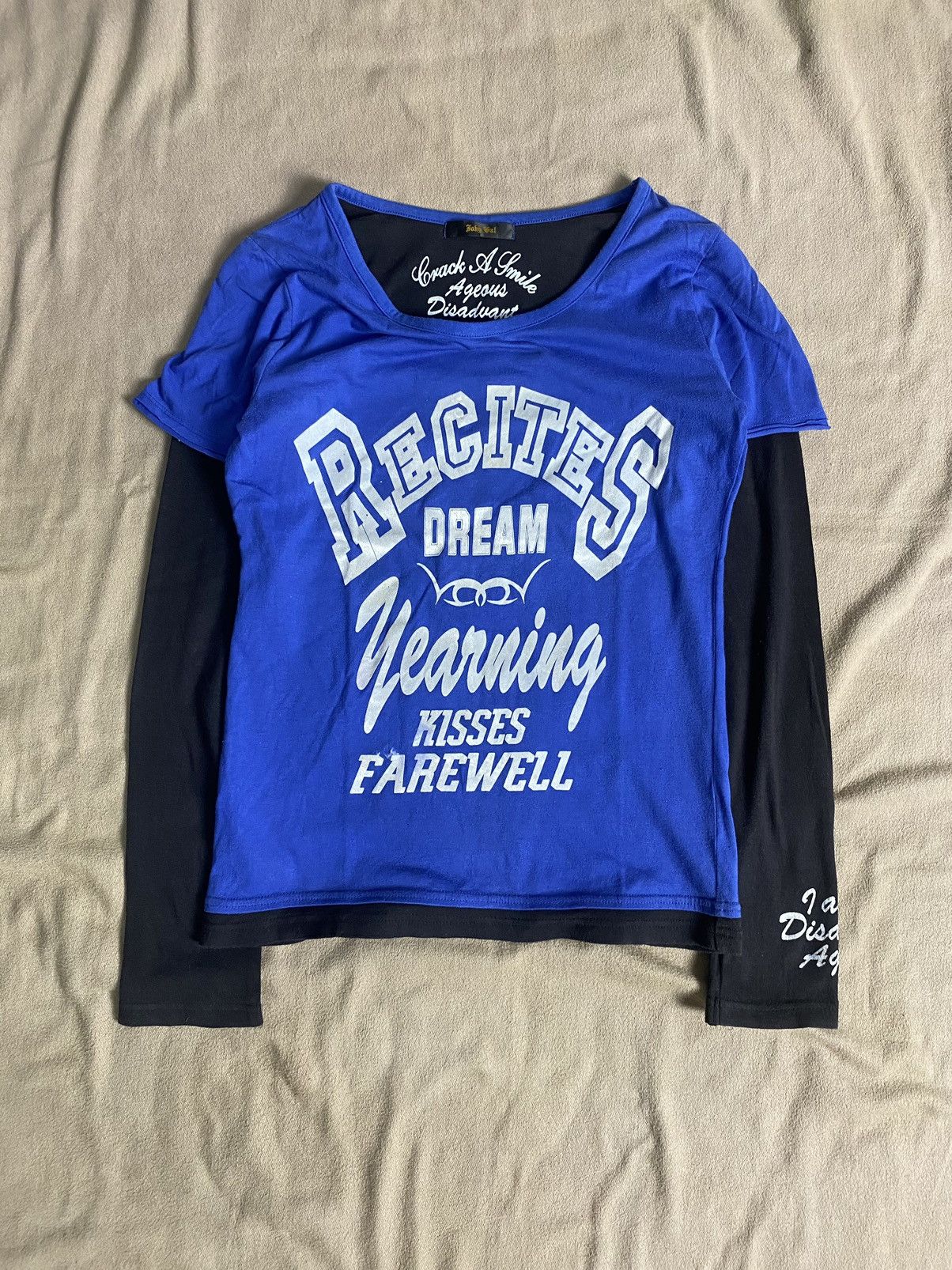 image of Hysteric Glamour x If Six Was Nine Joky Gal Double Layer Poem Longsleeve in Blue/Black (Size Small)