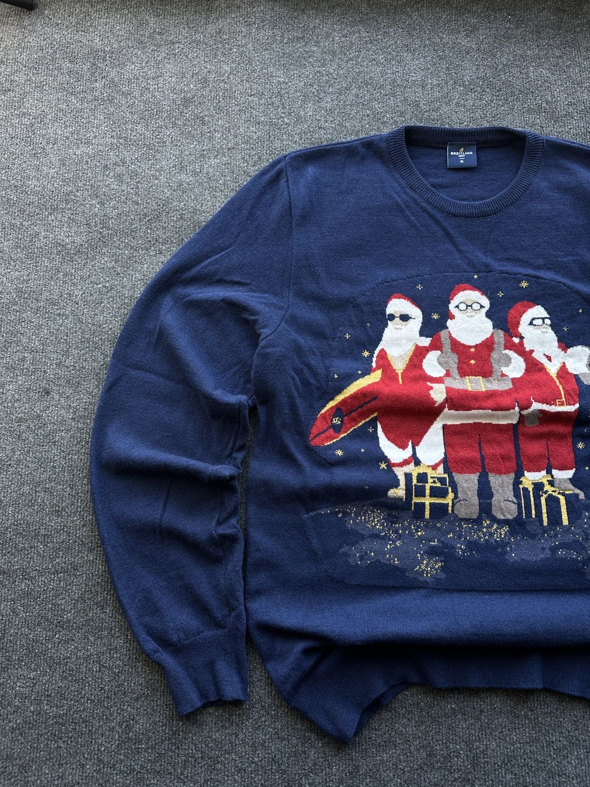 Breitling BREITLING 🚨 CHRISTMAS SANTA CLAUS BIG LOGO BLUE MEN SWEATER Size US XL / EU 56 / 4 - 2 Thumbnail