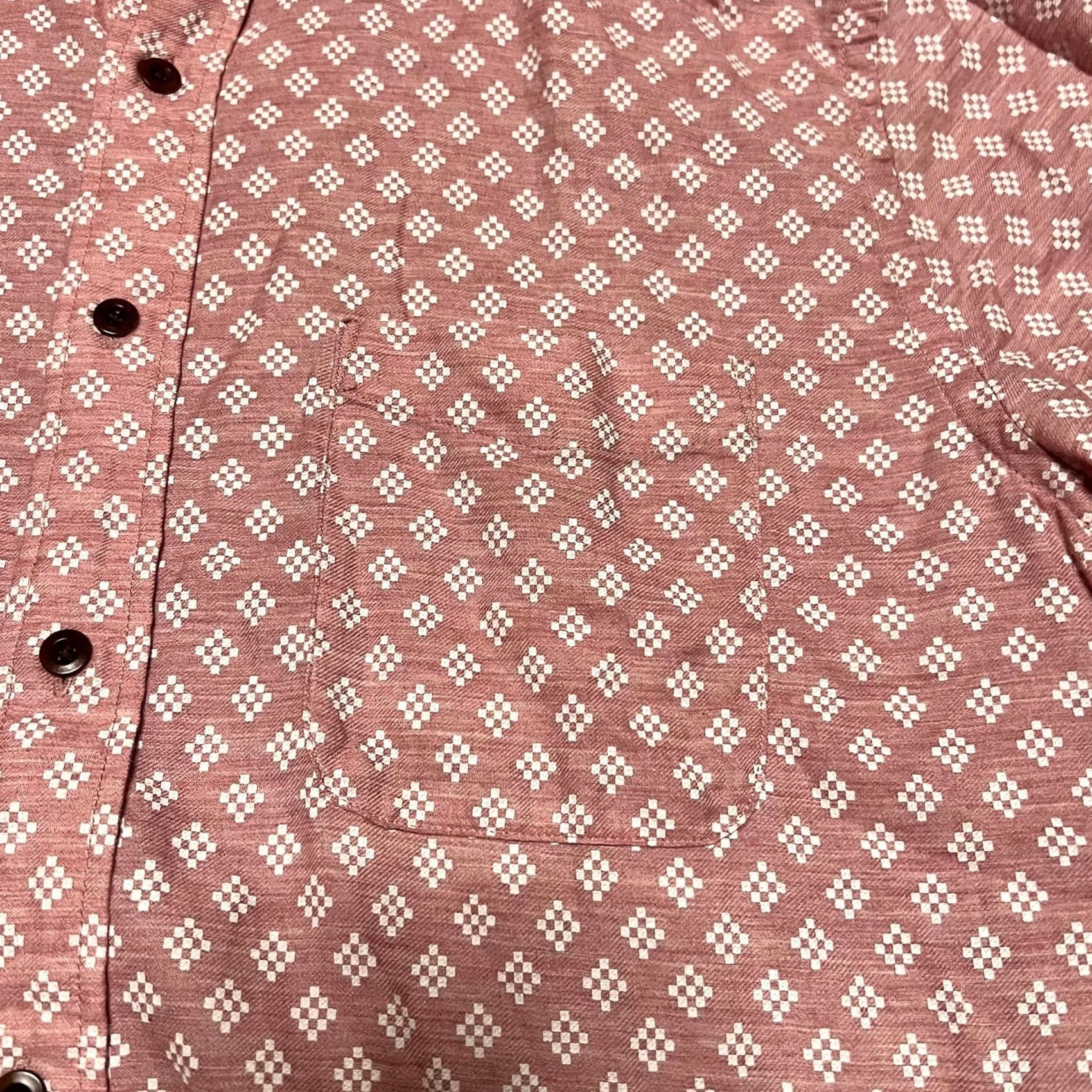 Faherty Faherty Playa Shirt Large Pink Stretch Organic Cotton Button Short Sleeve Mens Size US L / EU 52-54 / 3 - 2 Thumbnail
