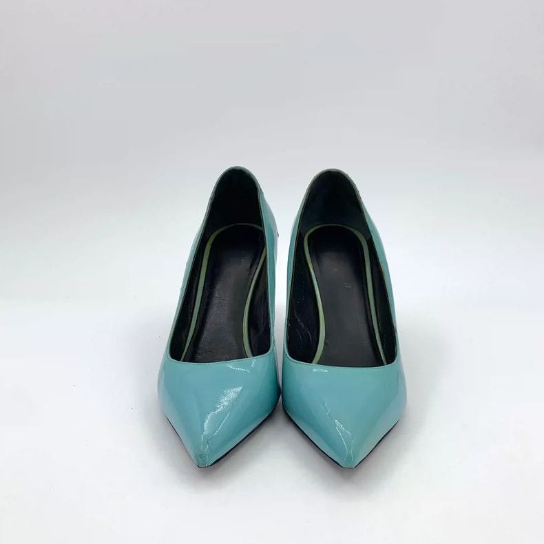 Saint Laurent Paris Saint Laurent Blue Leather High Heels Size 38.5-2506 Size US 8 / IT 38 - 3 Thumbnail