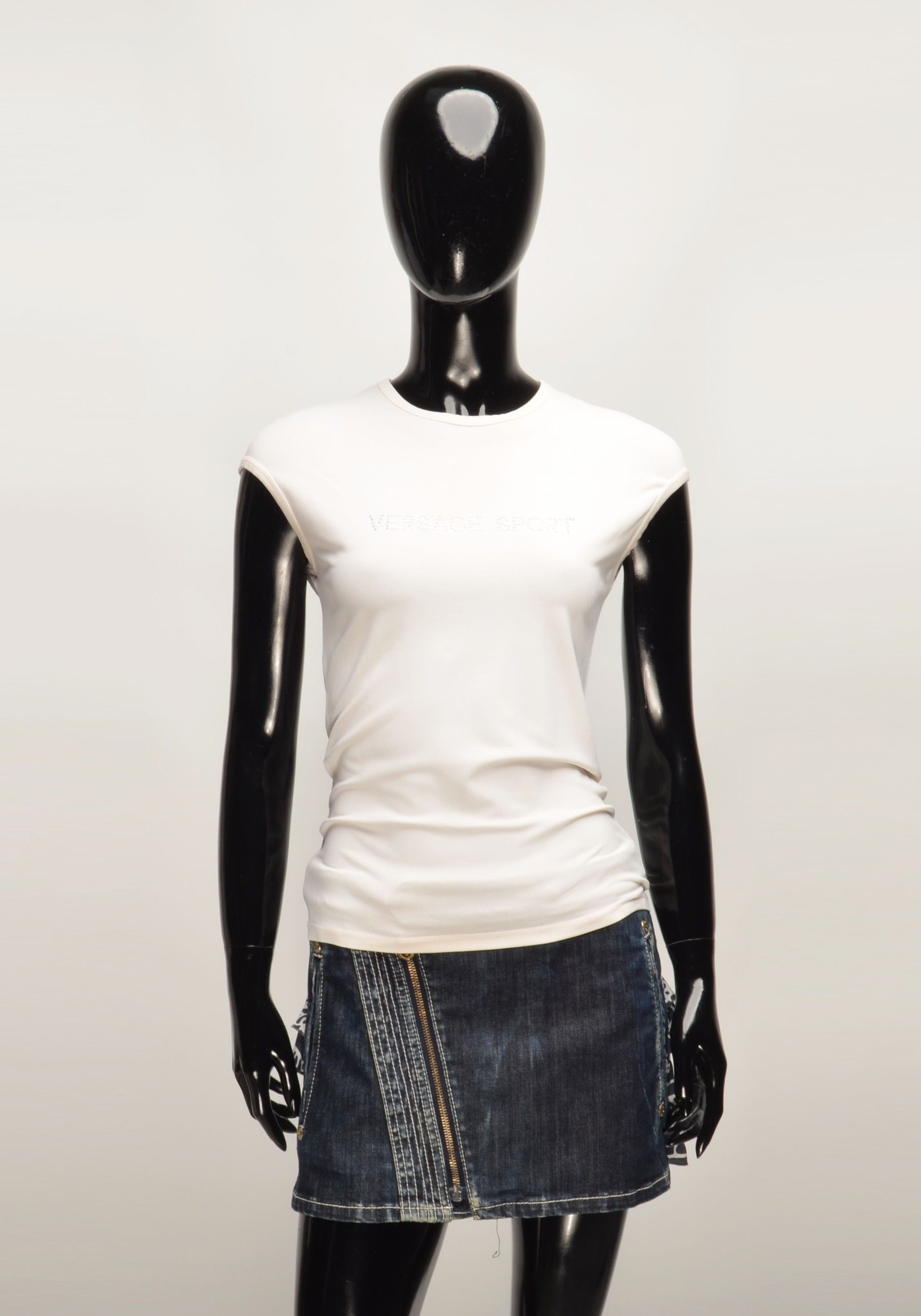 Versace Jeans Couture Vintage Versave Sport Y2K Rhinestone Logo Milky Top Size M / US 6-8 / IT 42-44 - 1 Thumbnail