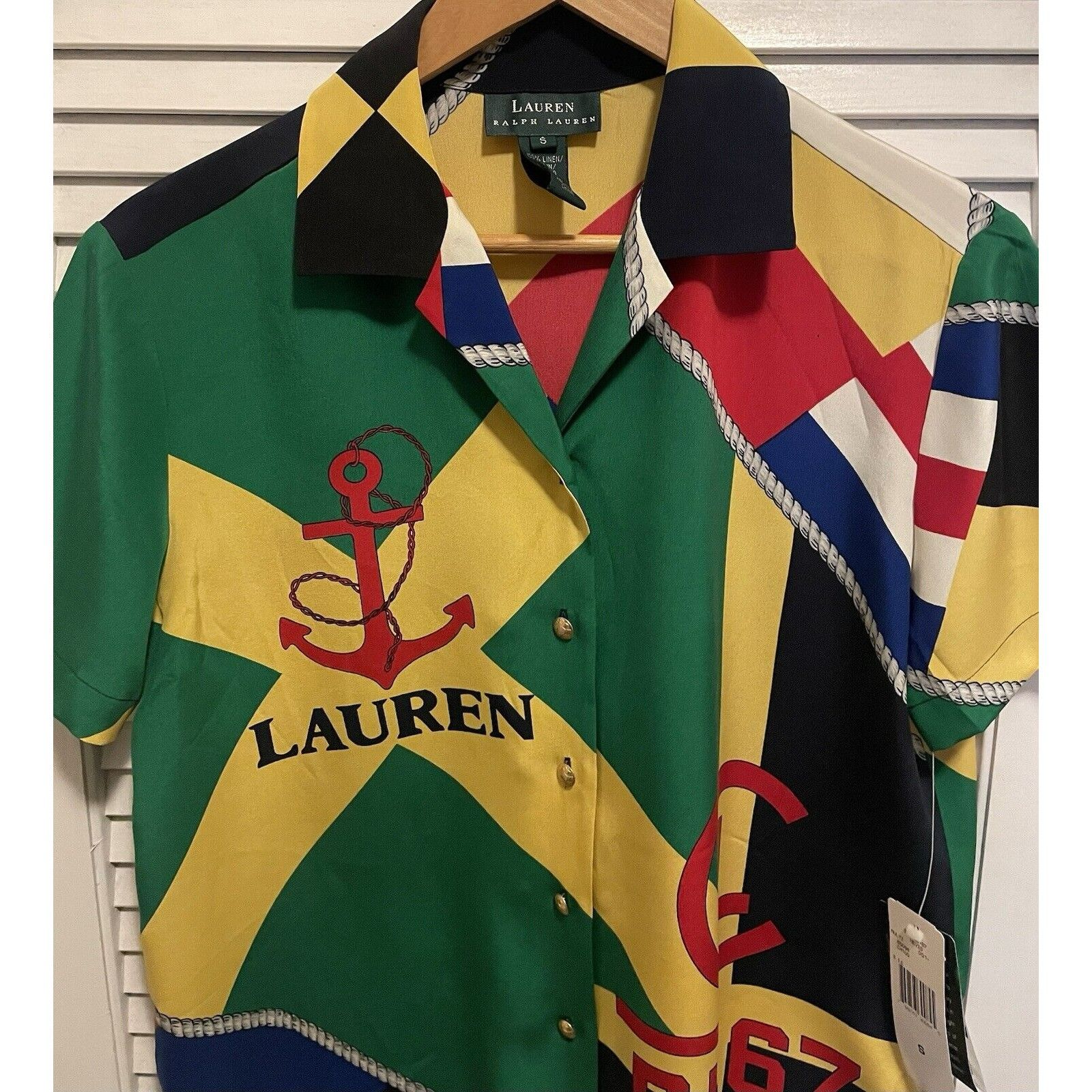 Lauren Ralph Lauren Vtg LAUREN Ralph Lauren Women’s All Over Print Nautical Shir Size S / US 4 / IT 40 - 2 Thumbnail
