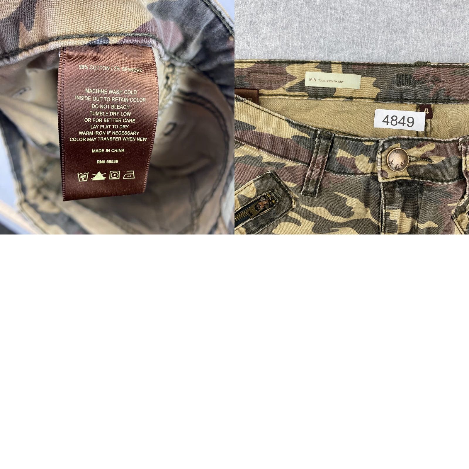 Vintage KUT from the Kloth Mia Toothpick Skinny Jeans Size 4 Womens Camouflage Ankle Stretch Denim 30in Inseam Size 27" / US 4 / IT 40 - 10 Thumbnail