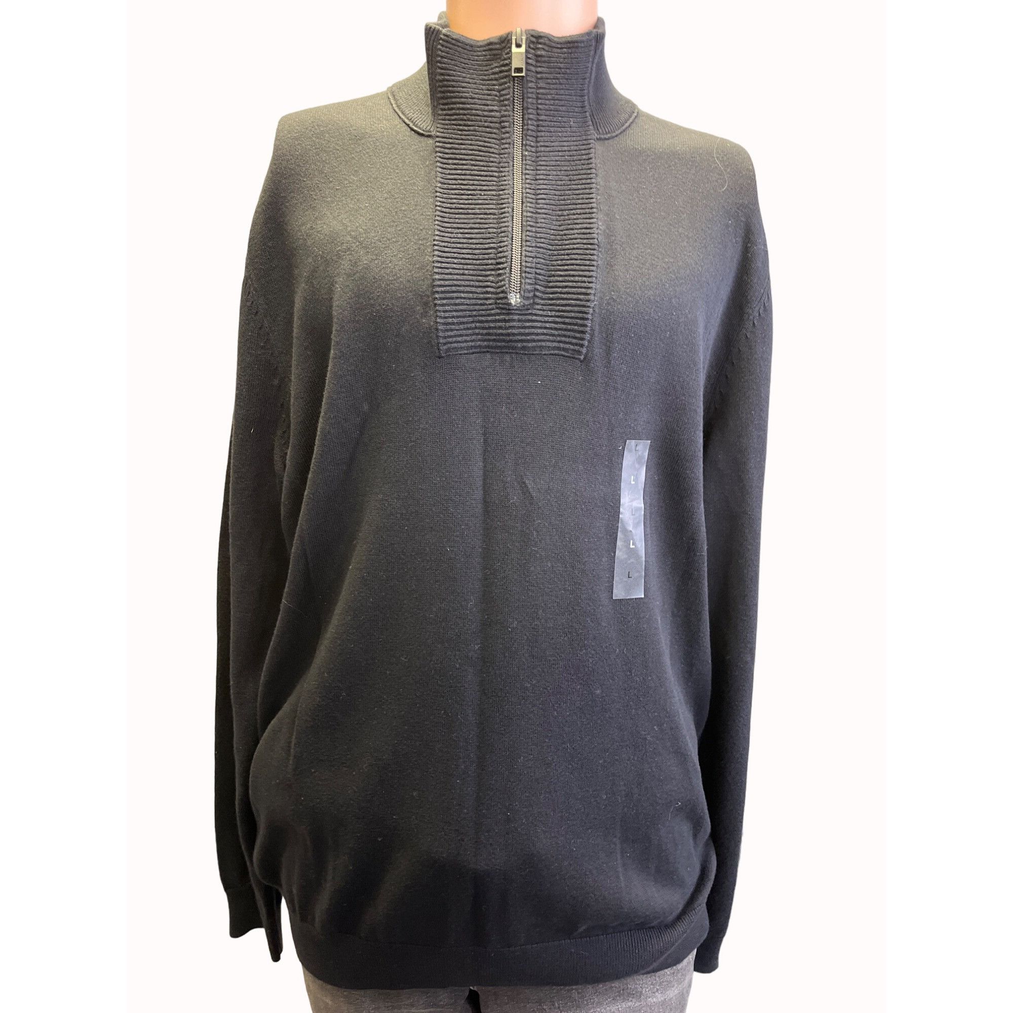 Alfani Alfani Mens Black Pullover Quater Zip Sweatshirt Size L SKU Size US L / EU 52-54 / 3 - 1 Thumbnail