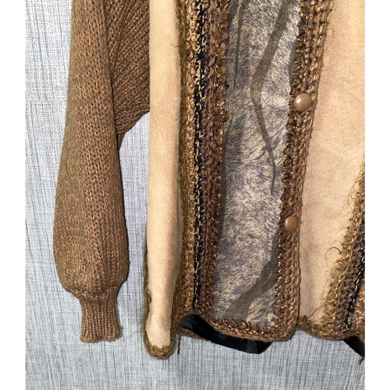 Vintage VINTAGE M_M Womens Cardigan Shirt? Leather Suede Brown? Size L / US 10 / IT 46 - 3 Thumbnail